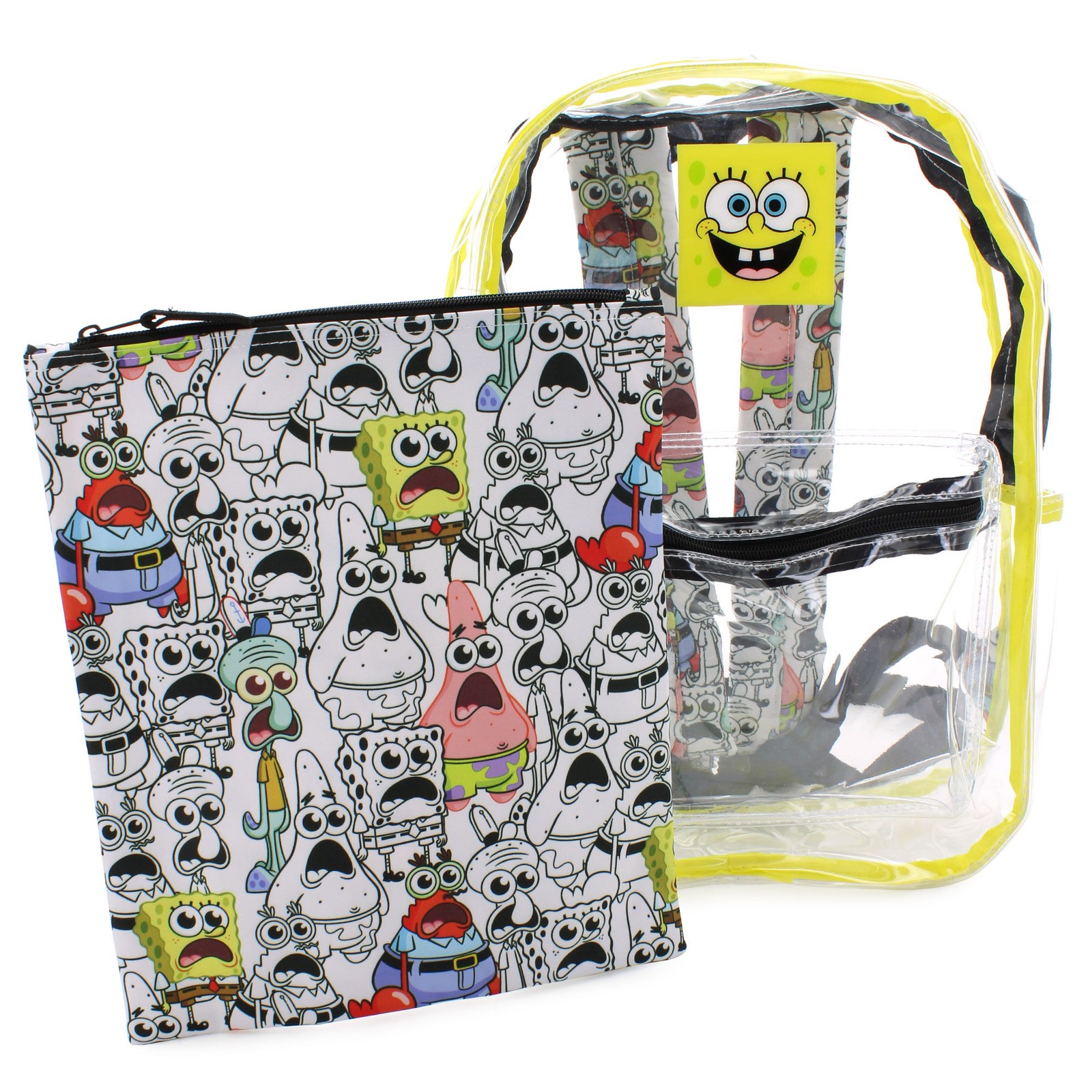 Bioworld Spongebob SQuarepants 17 Clear Plastic Backpack with Removable Laptop