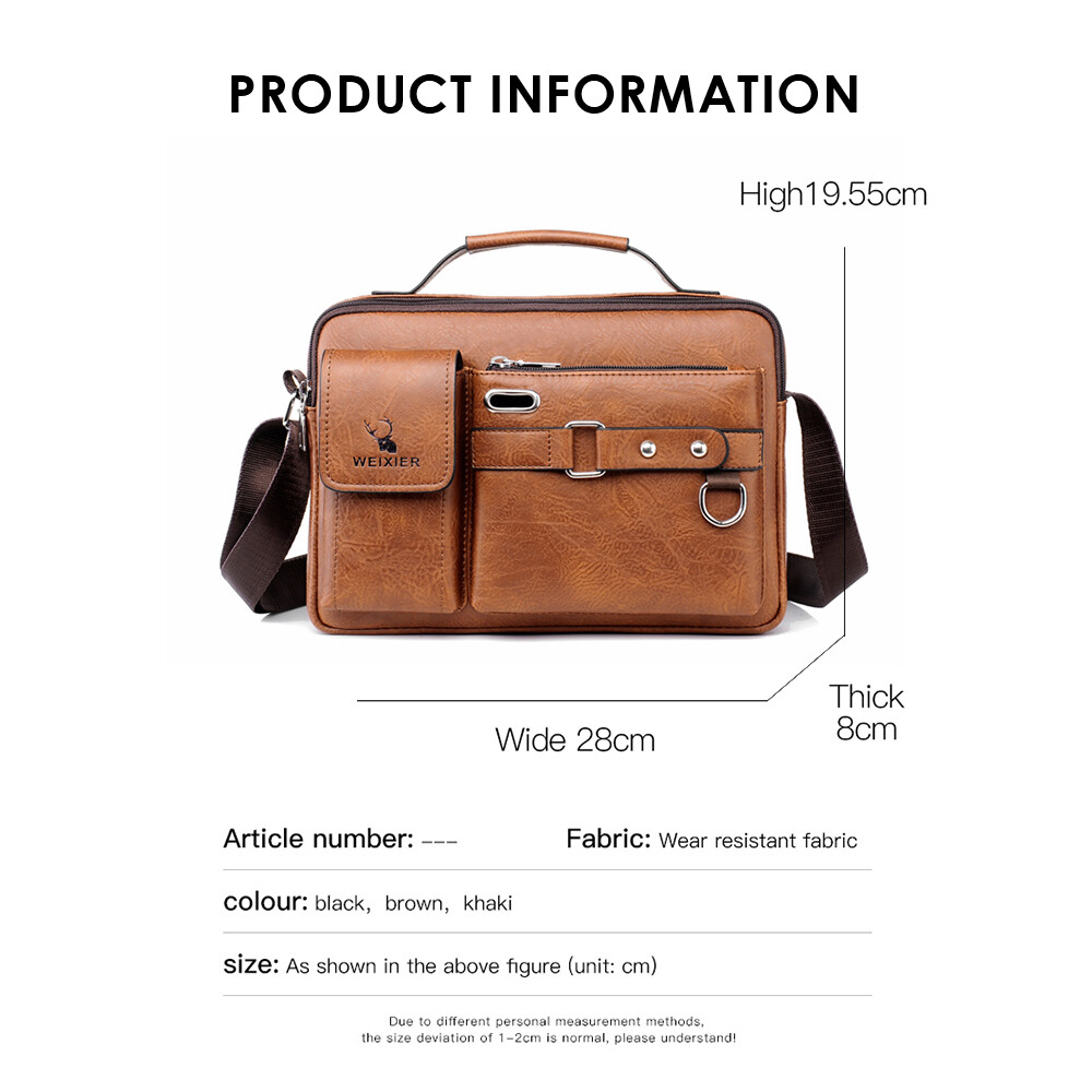 Men’s Handbag Shoulder Bag Leather Business Briefcase Crossbody Casual Fashion