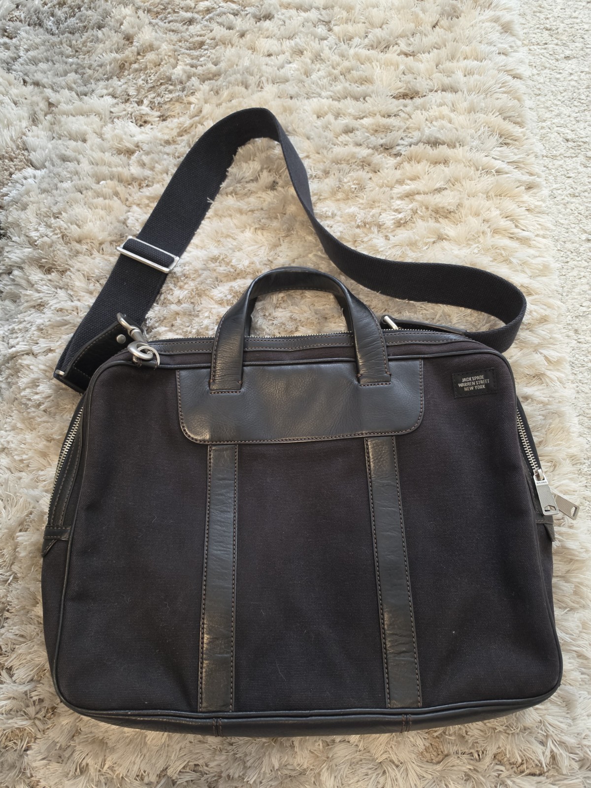 Authentic Jack Spade Canvas & Leather Briefcase Laptop Black Bag