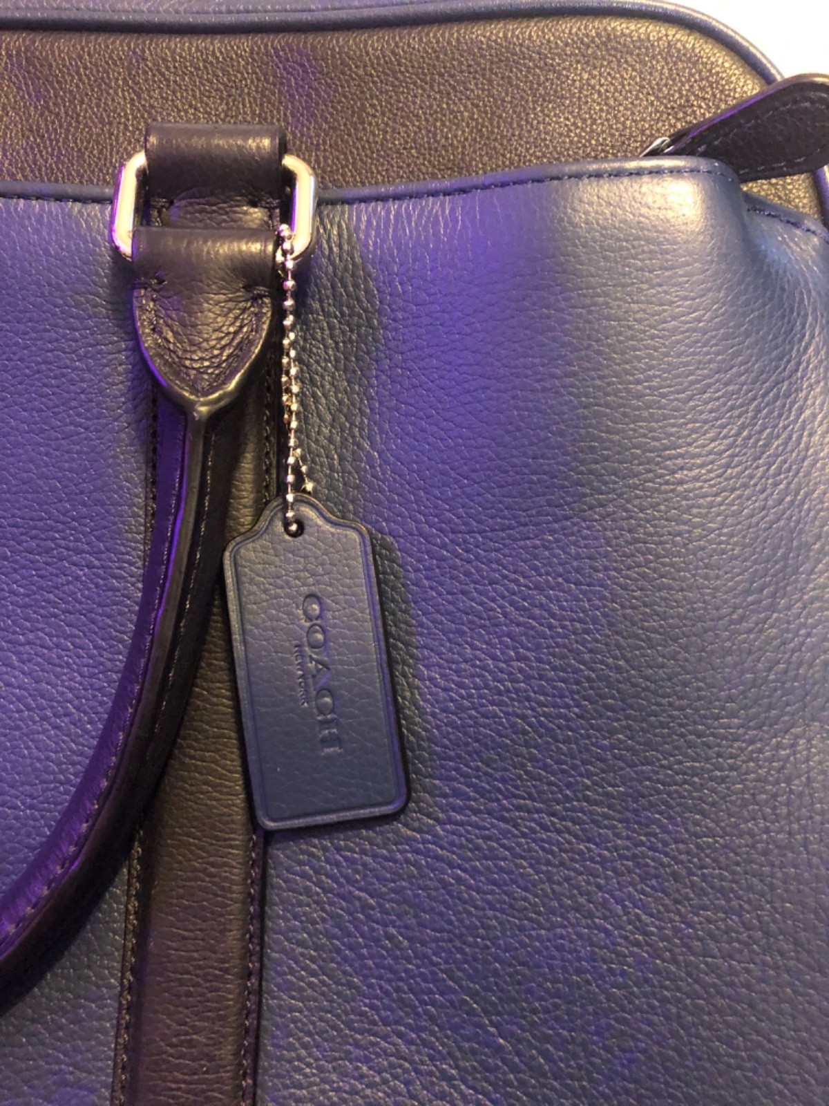Coach Metropolitan Blue and Black Leather Computer Bag/Brief Case RARE EUC