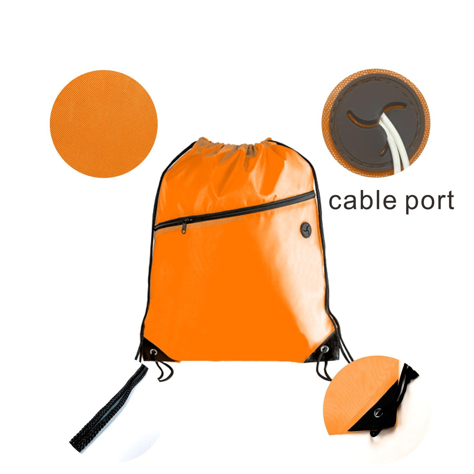 Orange 20 PCS Drawstring Bag Sports Gym String Backpack Zip Pocket Bulk