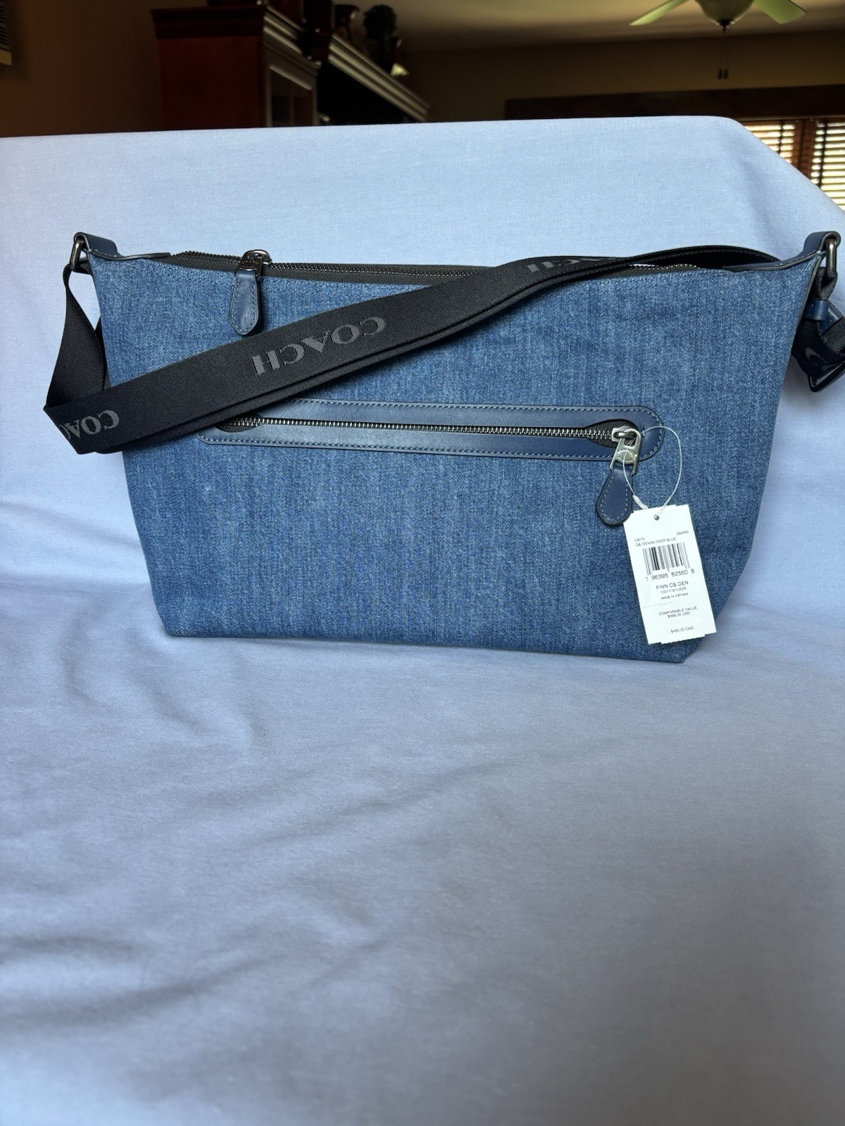 COACH Finn Crossbody Bag In Signature Denim Canvas with Leather Trim CB175
