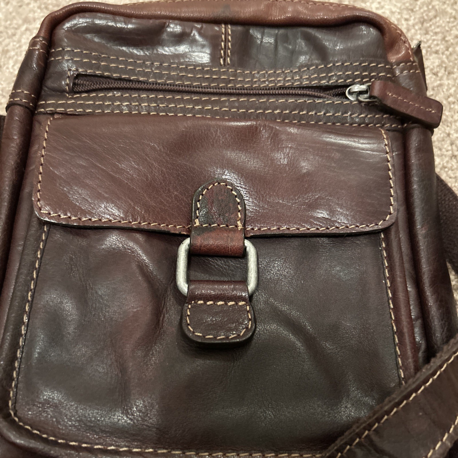 Leather Artisan Heavy Leather Messenger Bag Crossbody 10in X9 In . Never Used
