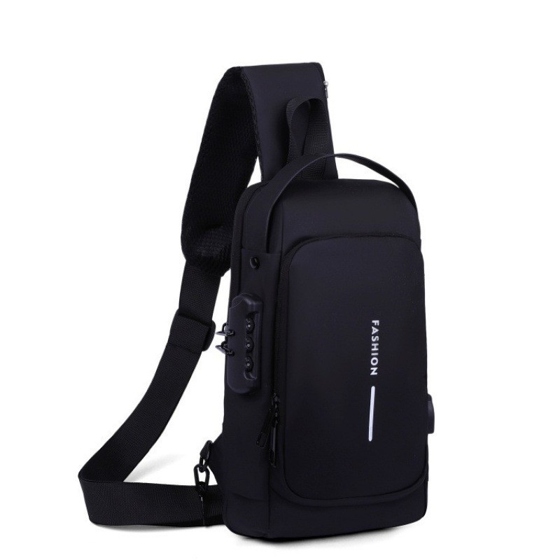 Men Anti Theft Chest Bag USB Charging Crossbody Sling Shoulder Travel Pack