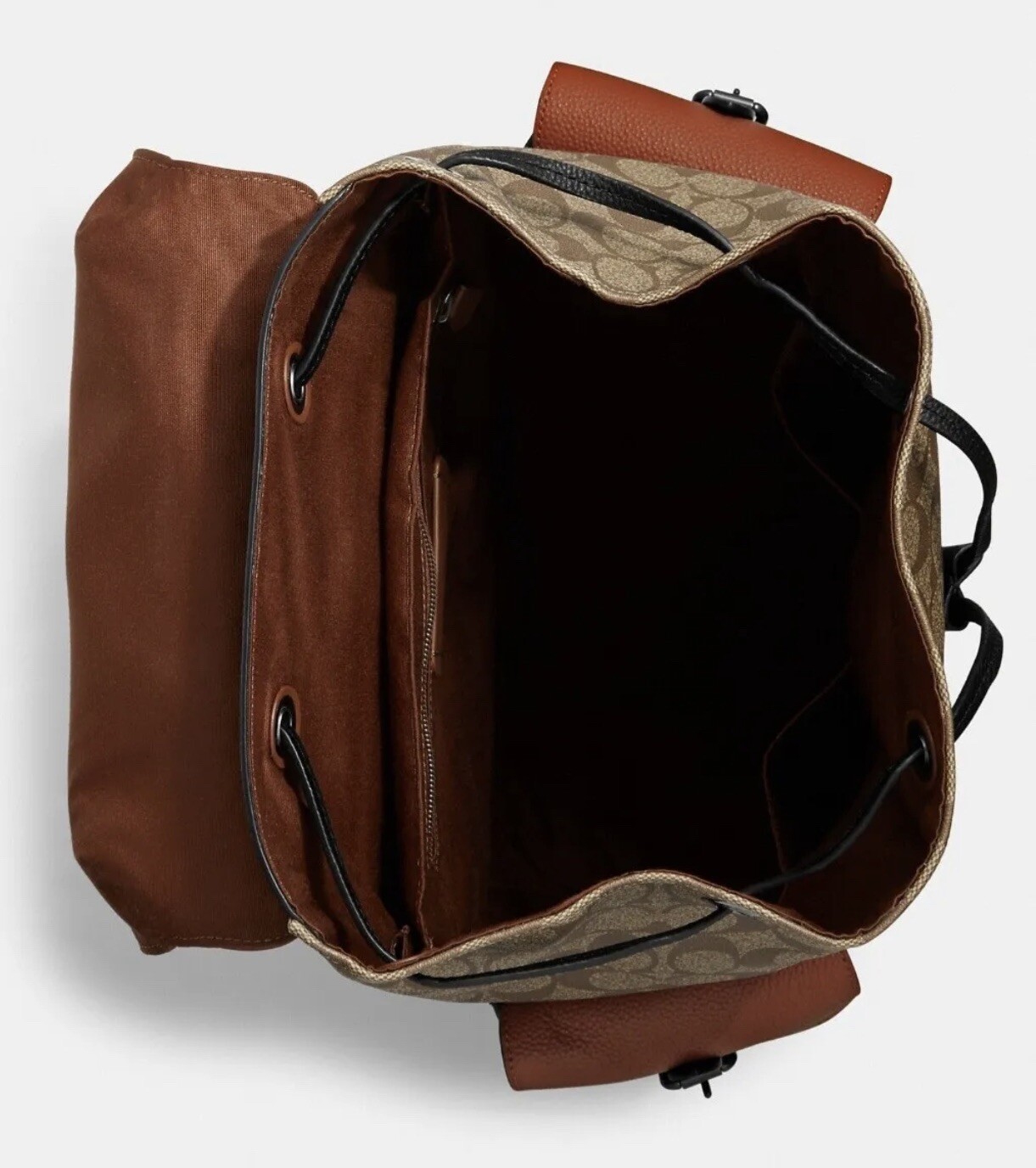 NWT Coach Hudson Backpack In Colorblock Signature Canvas Khaki Terracotta C8145