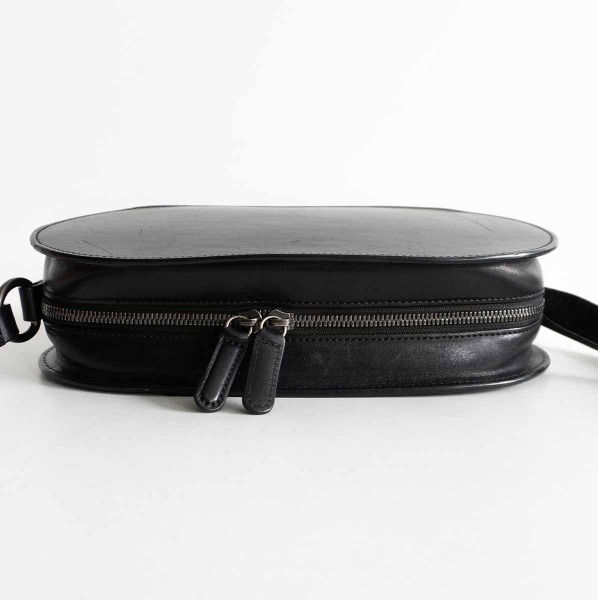 Tsuchiya Leather Oval Shoulder Bag Black Used Japan