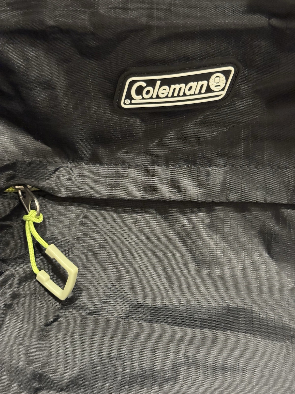 Coleman Flex Duffel Bag. Black and Neon Green with Shoulder Strap.
