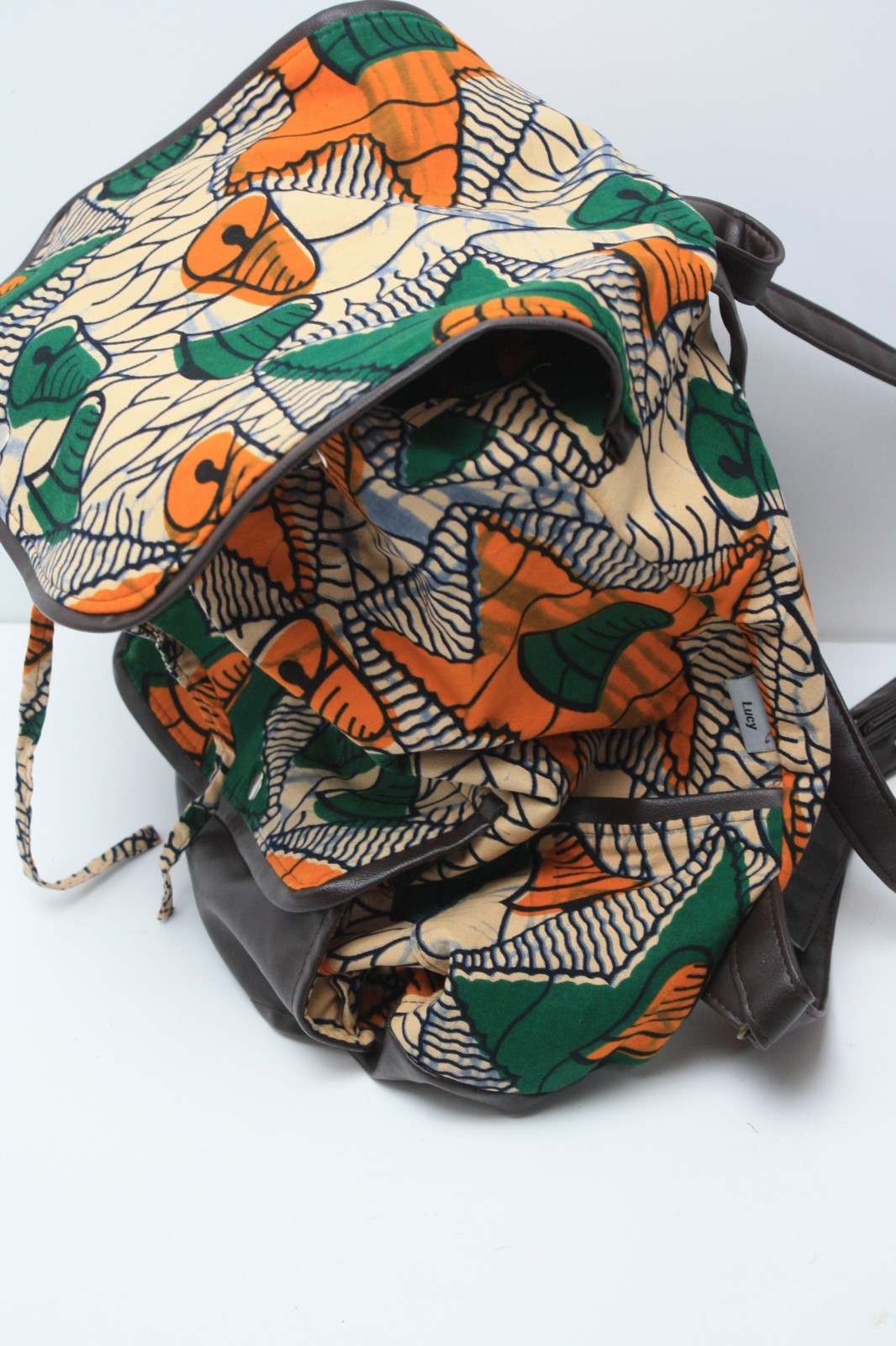 Lucy Designer Backpack Orange Green School College Travel Bookbag
