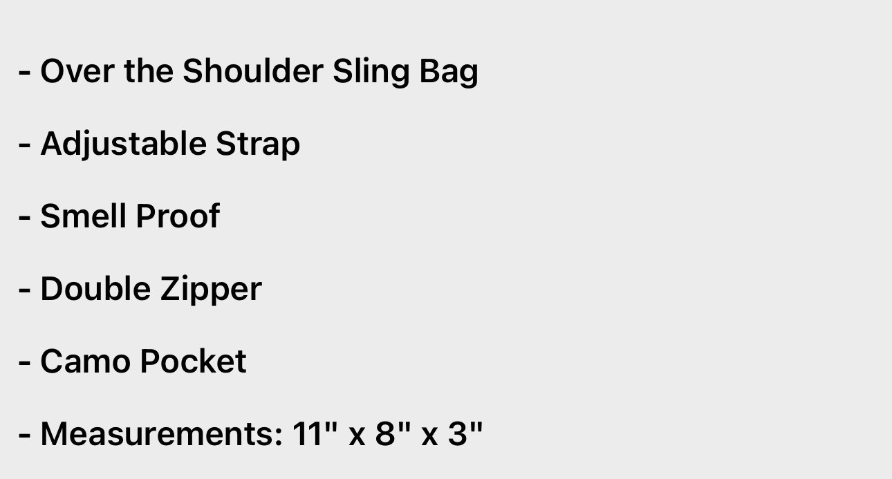 New Cookies SF Rackpack Smell Proof Crossbody Bag Blue Camo Sling Shoulder Pack