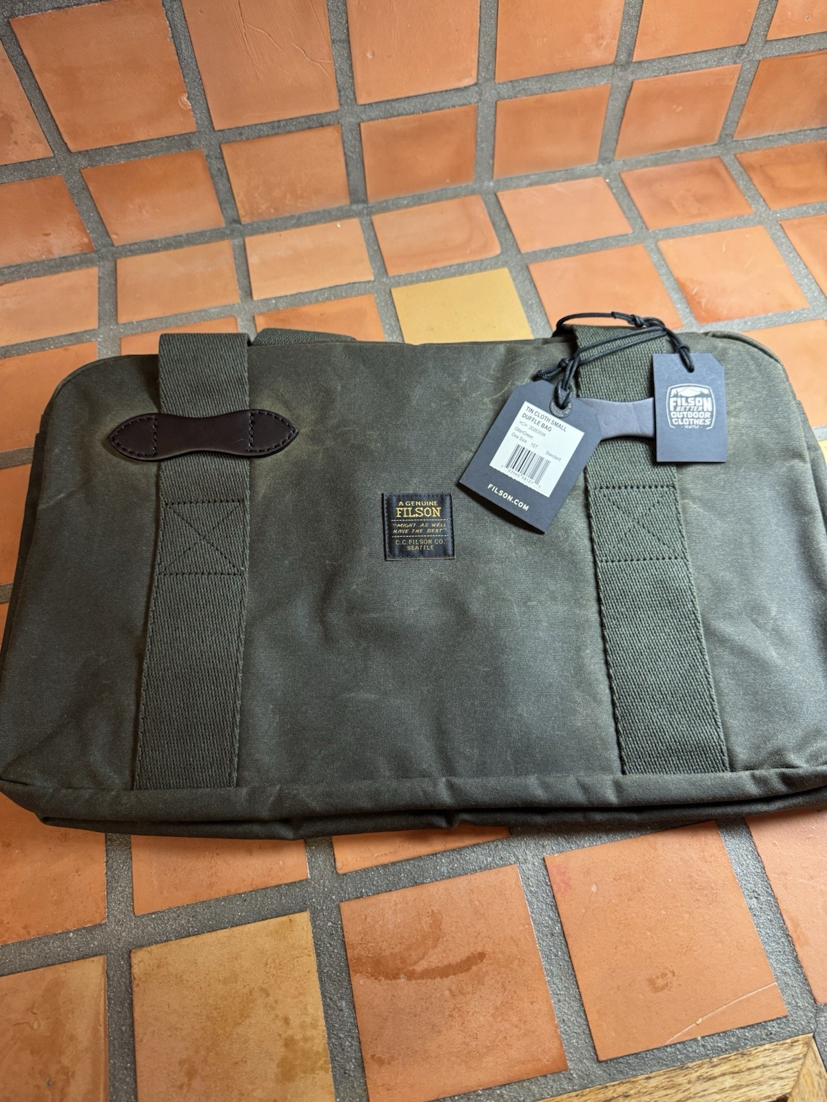 FILSON SMALL TIN CLOTH DUFFLE BAG OTTER GREEN OS NWT 20% Off MSRP