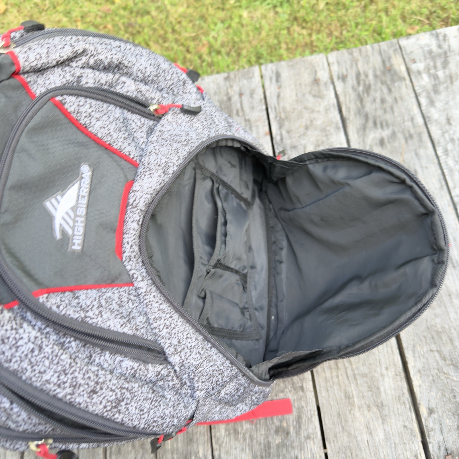 High Sierra Laptop Backpack Gray Black W/ Red Trim Multi Compart Travel School