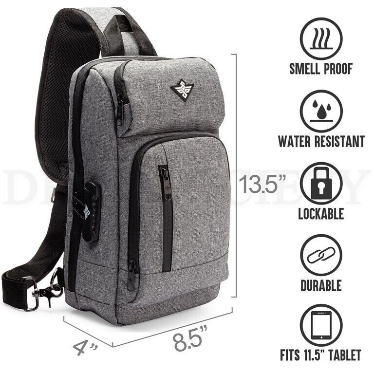 Erozul Equinox Lockable Crossbody Sling Bag w/ Odor Control Technology Graphite