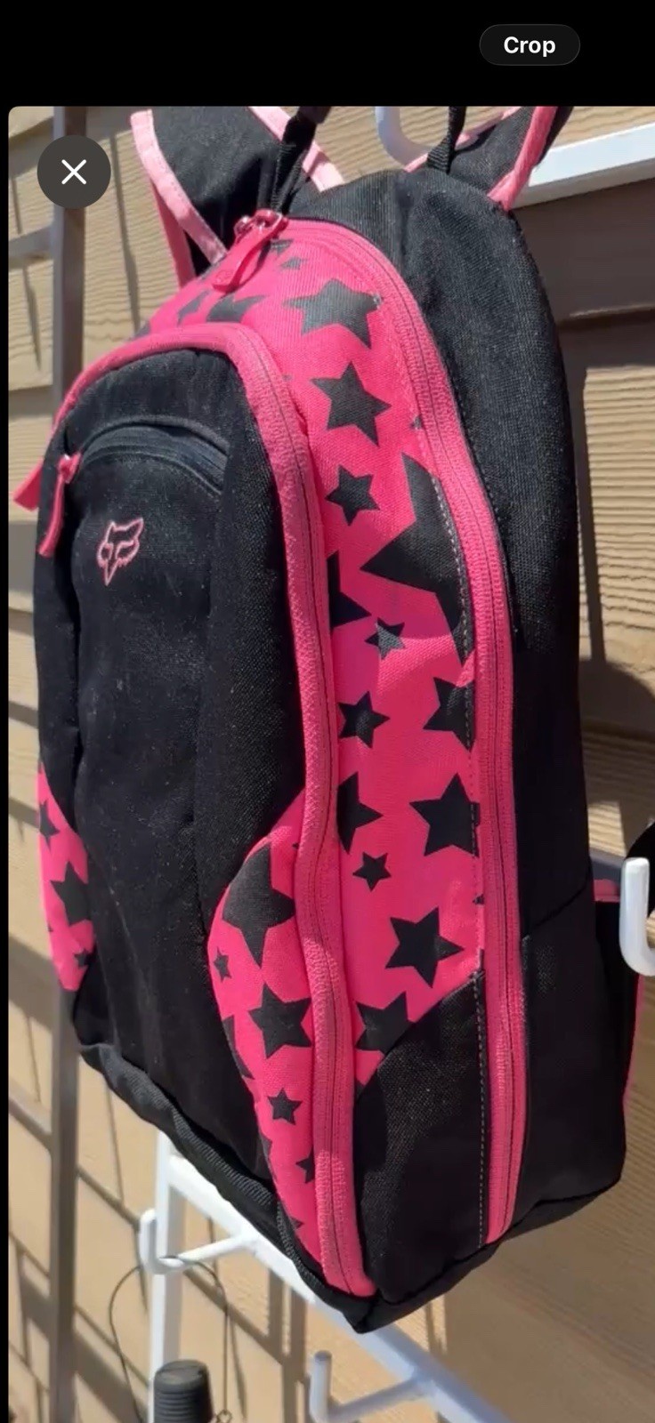 Fox Black & Pink Star Backpack Zip Unisex Padded Pockets Adjustable Straps