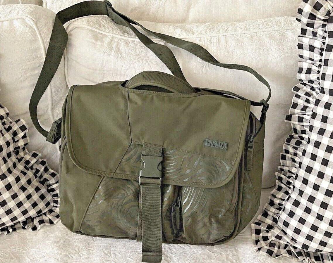 EUC Volcom Stone Dark Olive Army-Green Computer Messenger Bag 12×14
