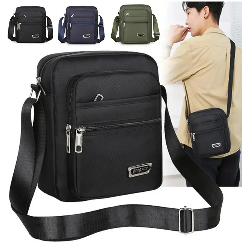 Men’s Nylon Shoulder Bag Business Leisure Large Capacity Portable Handbag Multi