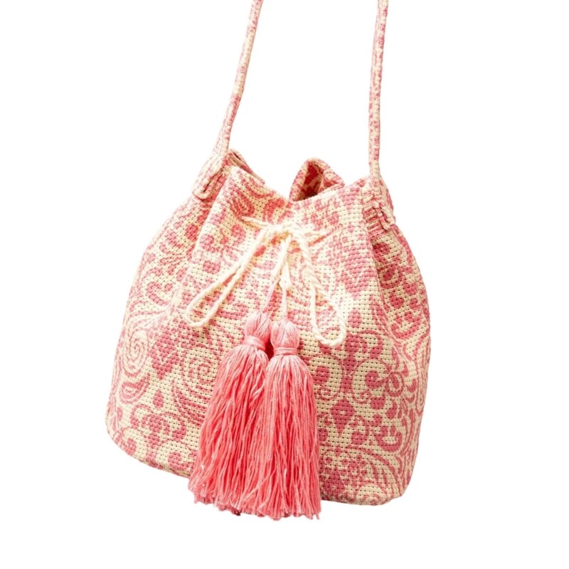 Women Drawstring Bucket Bag Retro Handbag Printed Bag Shoulder Bag Crossbody Bag
