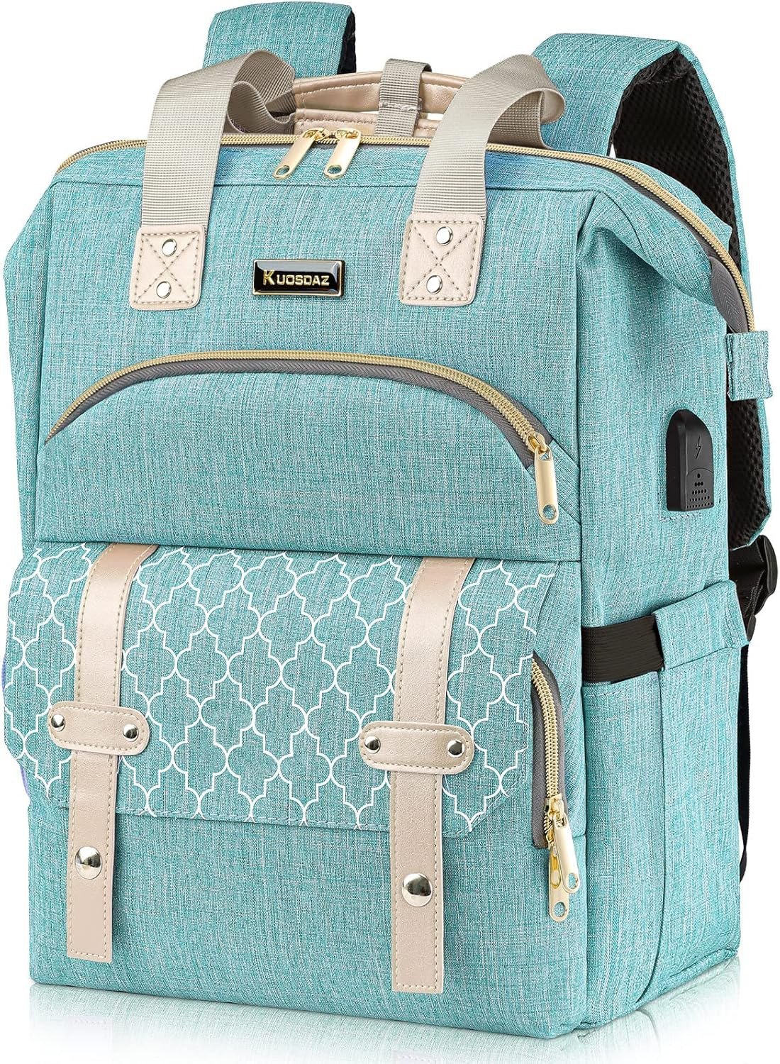 Laptop Backpack for Women 15.6 Inch USB Charging Port Water Resistant Teal