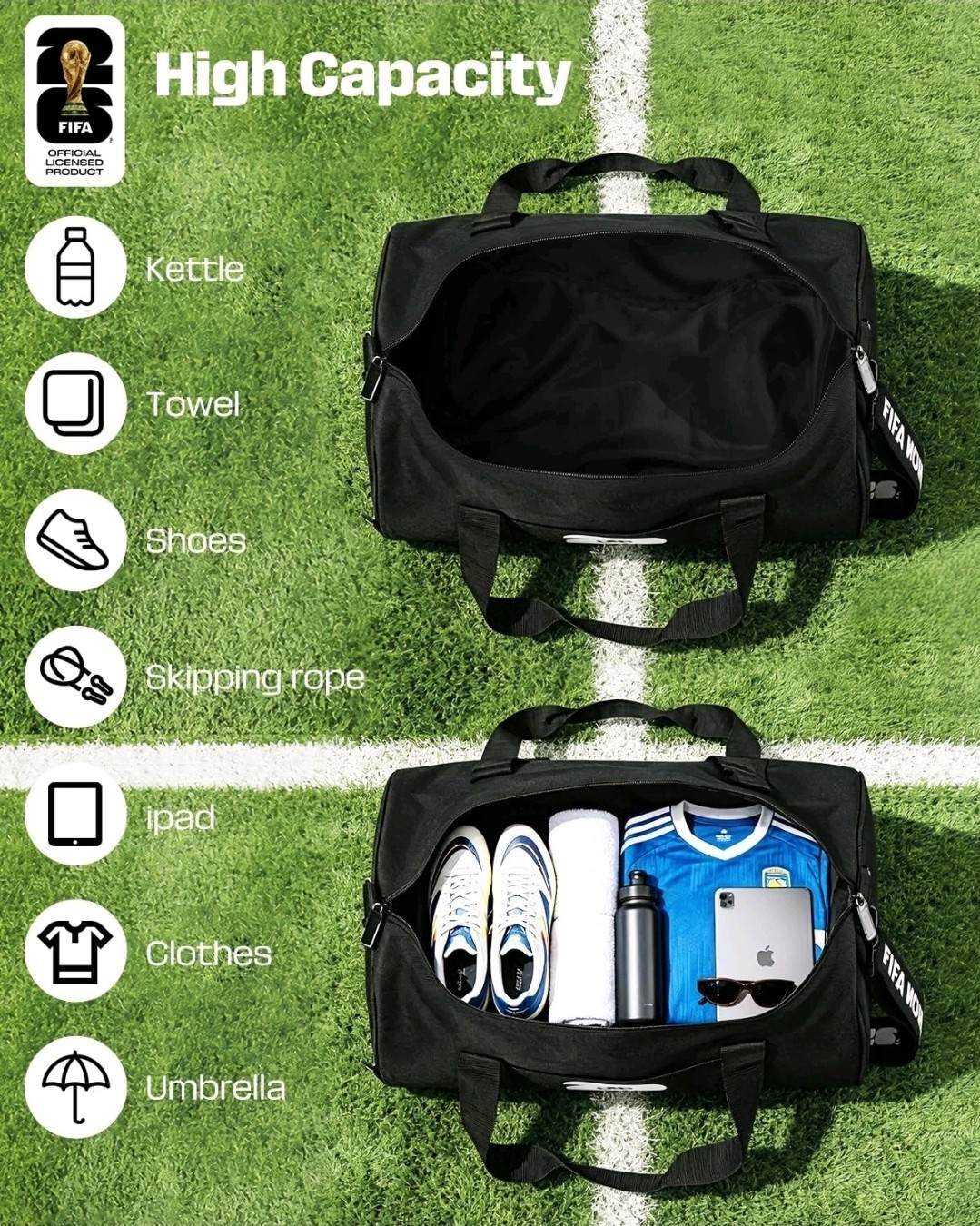FIFA World Cup 2026 Officially Licensed Gym Bag for Women & Men, Large Duffle…