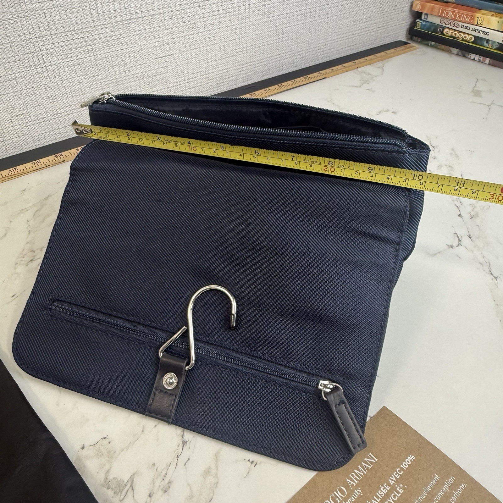 Giorgio Armani HANGING Toiletry Bag Travel make up Pouch Navy Blue New Dust Bag