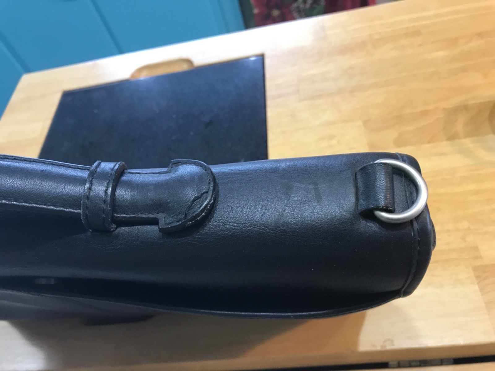 Tannery West Leather Briefcase Messenger Bag black No crossbody stap ….u
