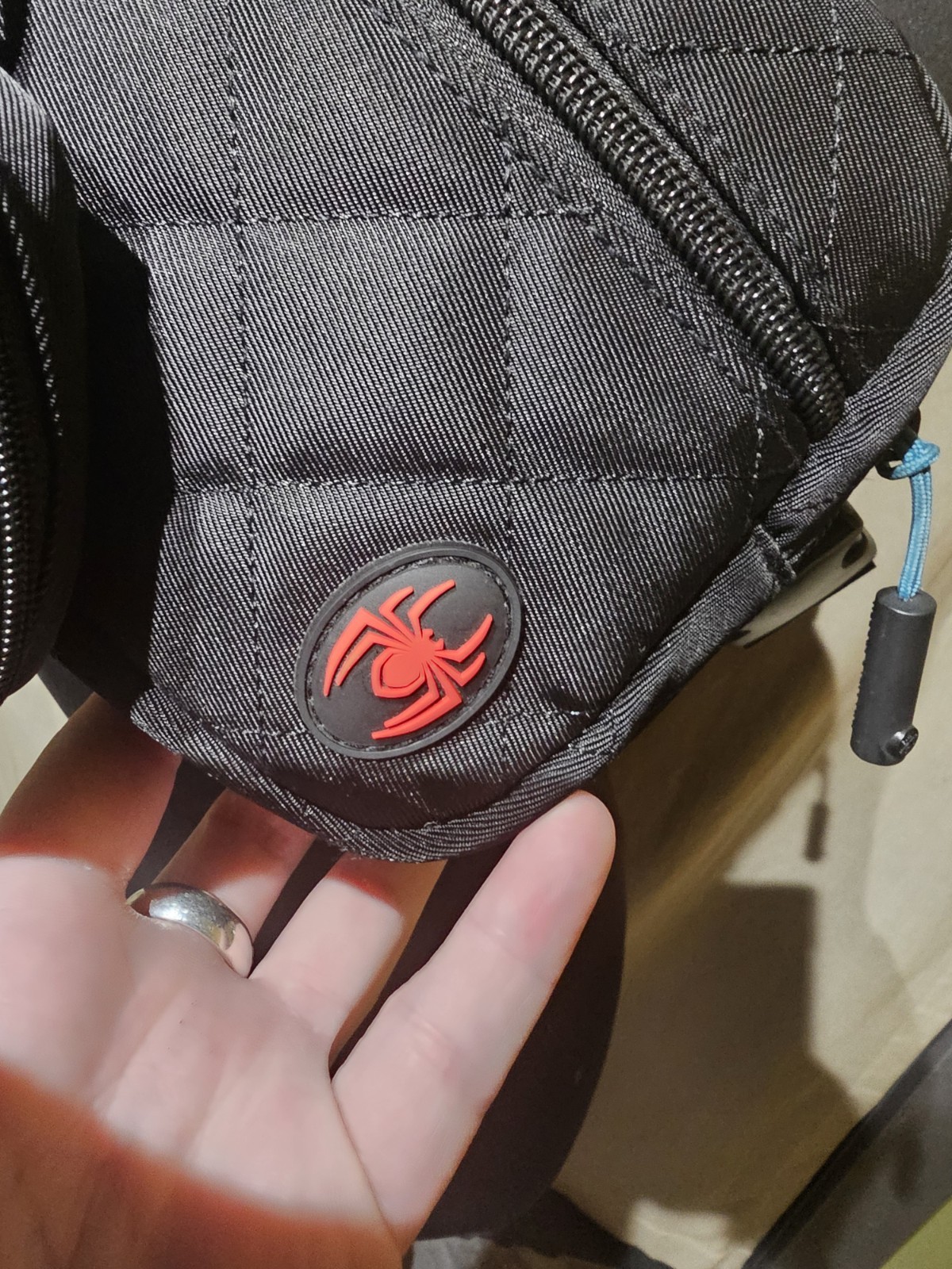 Marvel Miles Morales Spider-Man Crossbody Sling Bag w/ Clip-On Pouch Black/Red