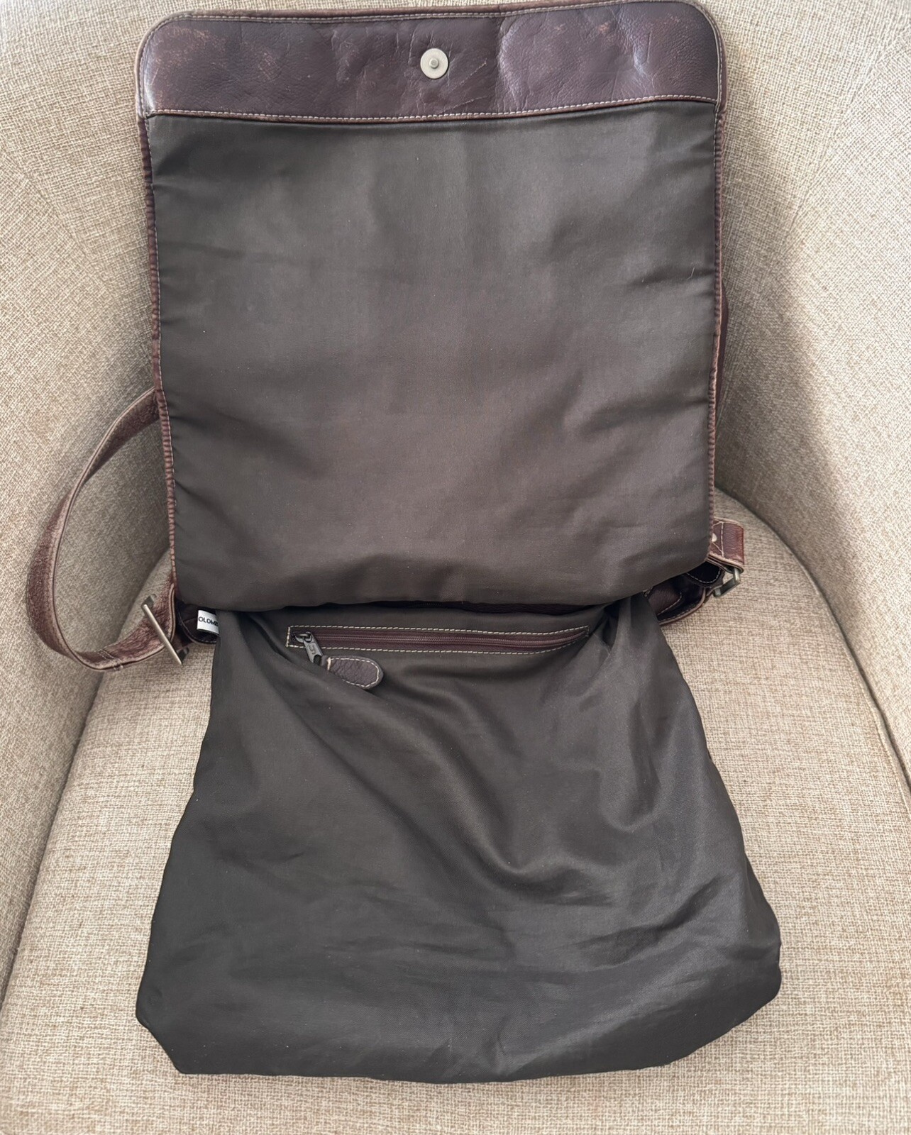Vintage Brown Leather Distressed Briefcase Messenger Bag Made In Colombia