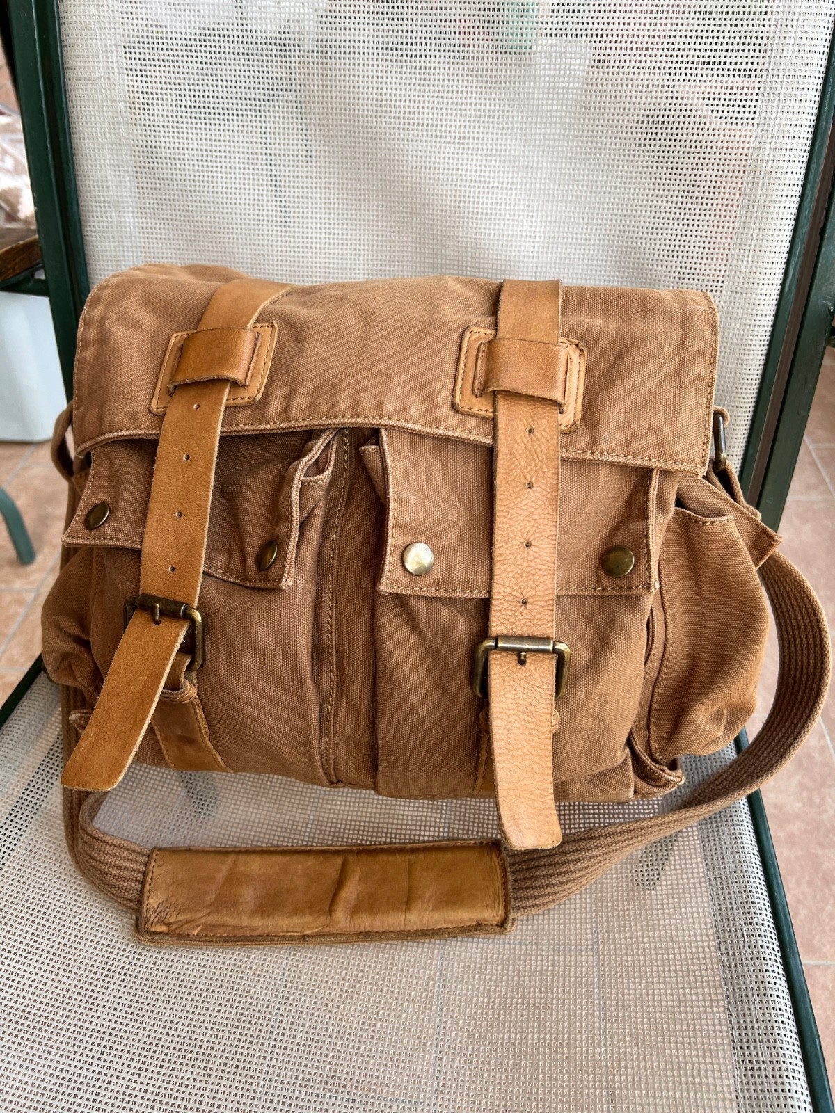 BARBOUR Steve Mc Queen Messenger Shoulder Bag Colonial Cotton Leather Legend 554
