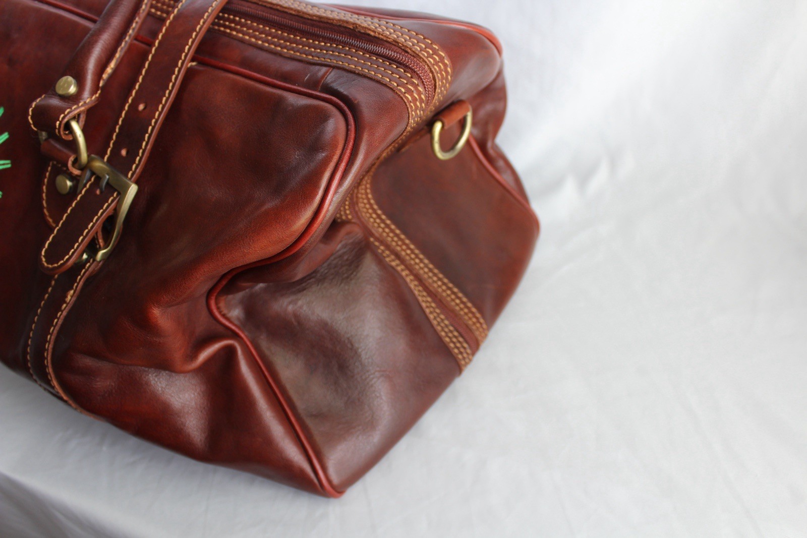 Genuine Leather Duffle Bag Brown Made In Italy Travel Bag 21”x10”x10”