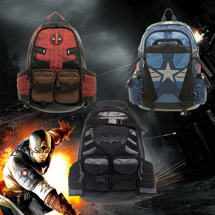 Disney- Avengers* Deadpool Batman Captain America Backpack Schoolbag Laptop Bag