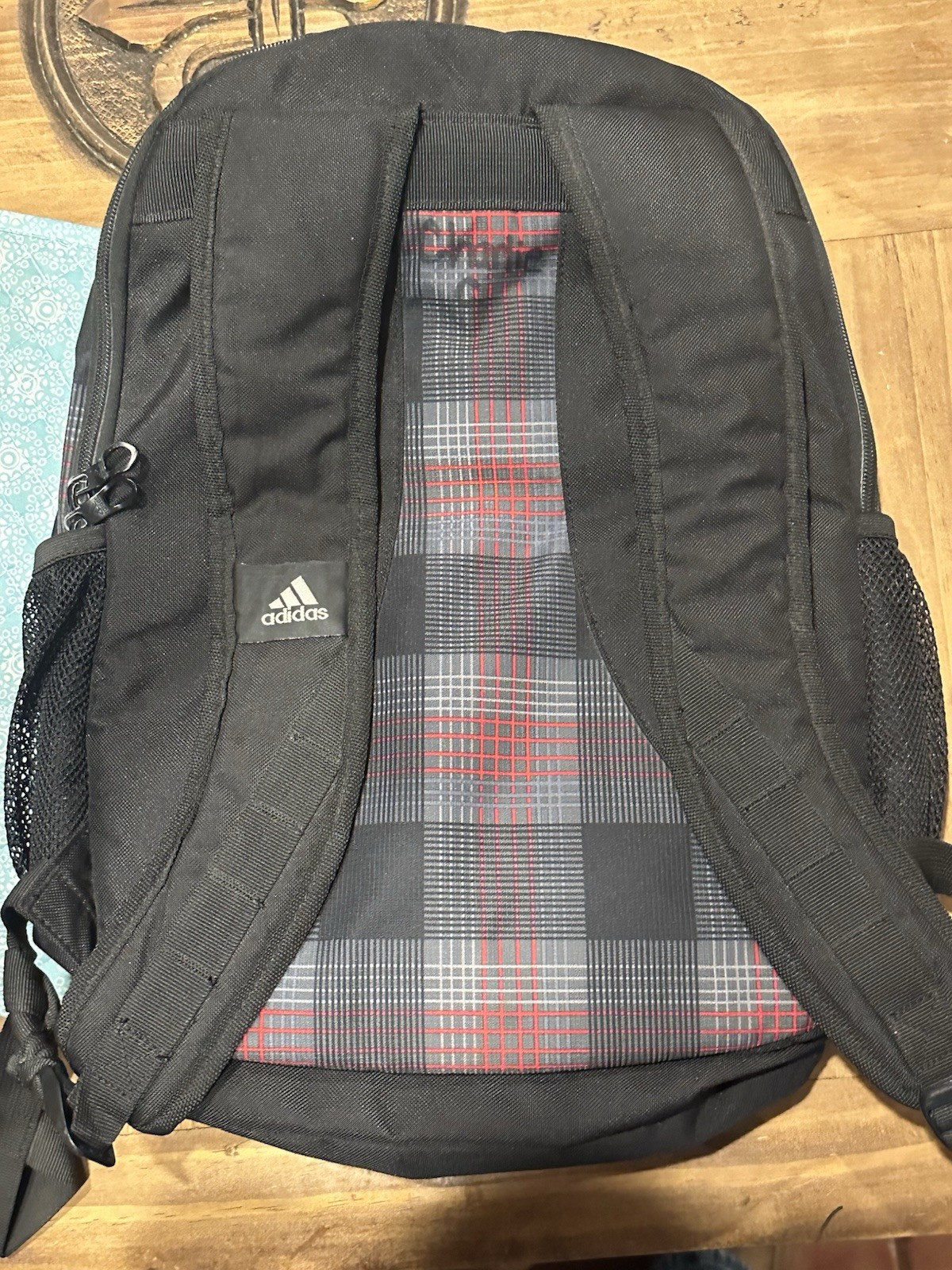 Adidas Large Laptop Backpack Unisex RARE Plaid Layout VERY CLEAN