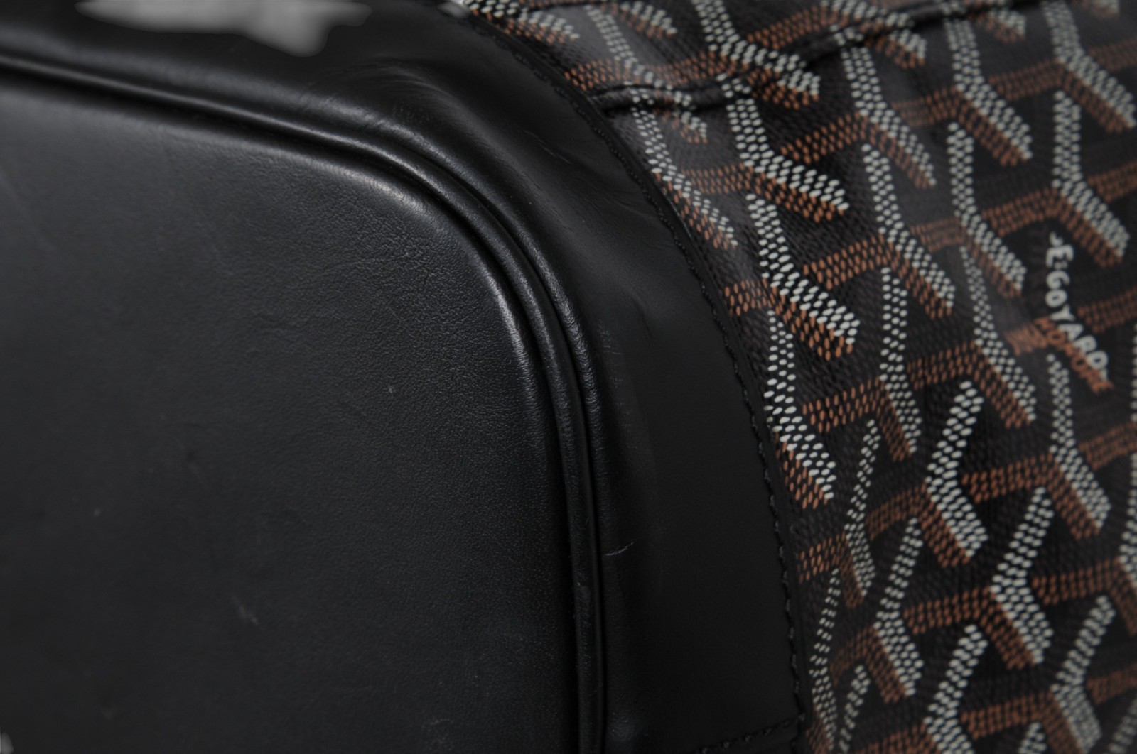 Goyard Alpin MM Backpack Black Leather Drawstring Strap Crossbody Travel Bag