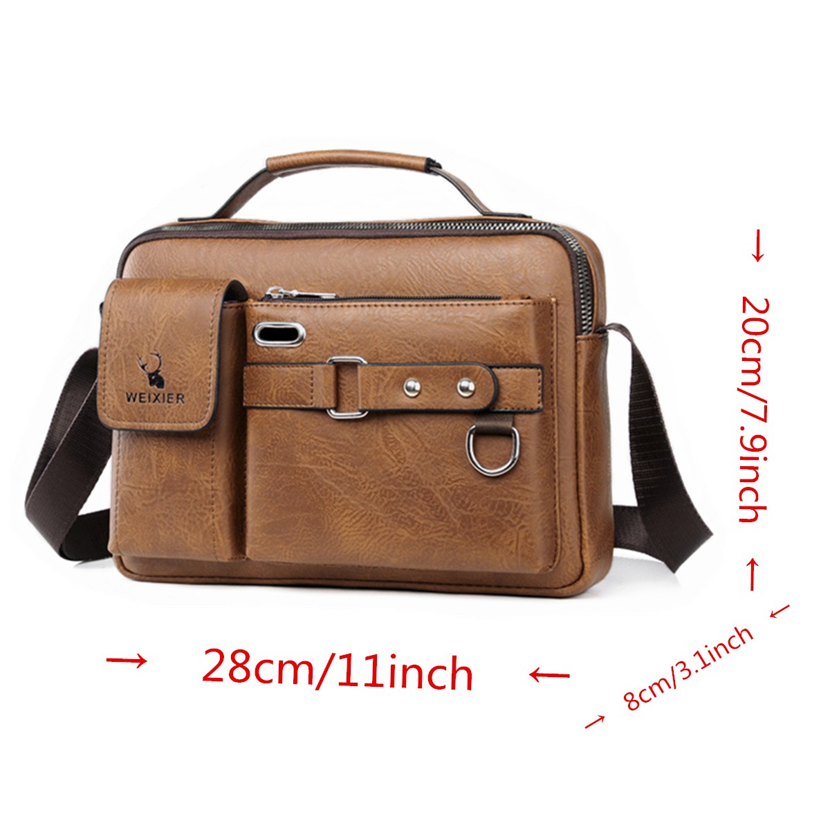 Wear-resistant PU Leather Men’s Shoulder Bag Crossbody Bag Fit For 8 Inch Laptop