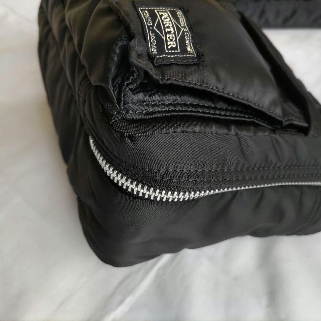 PORTER Tanker Black 2 Layer Shoulder Bag S Nylon Double Zip Japan 27cm 17cm 8cm