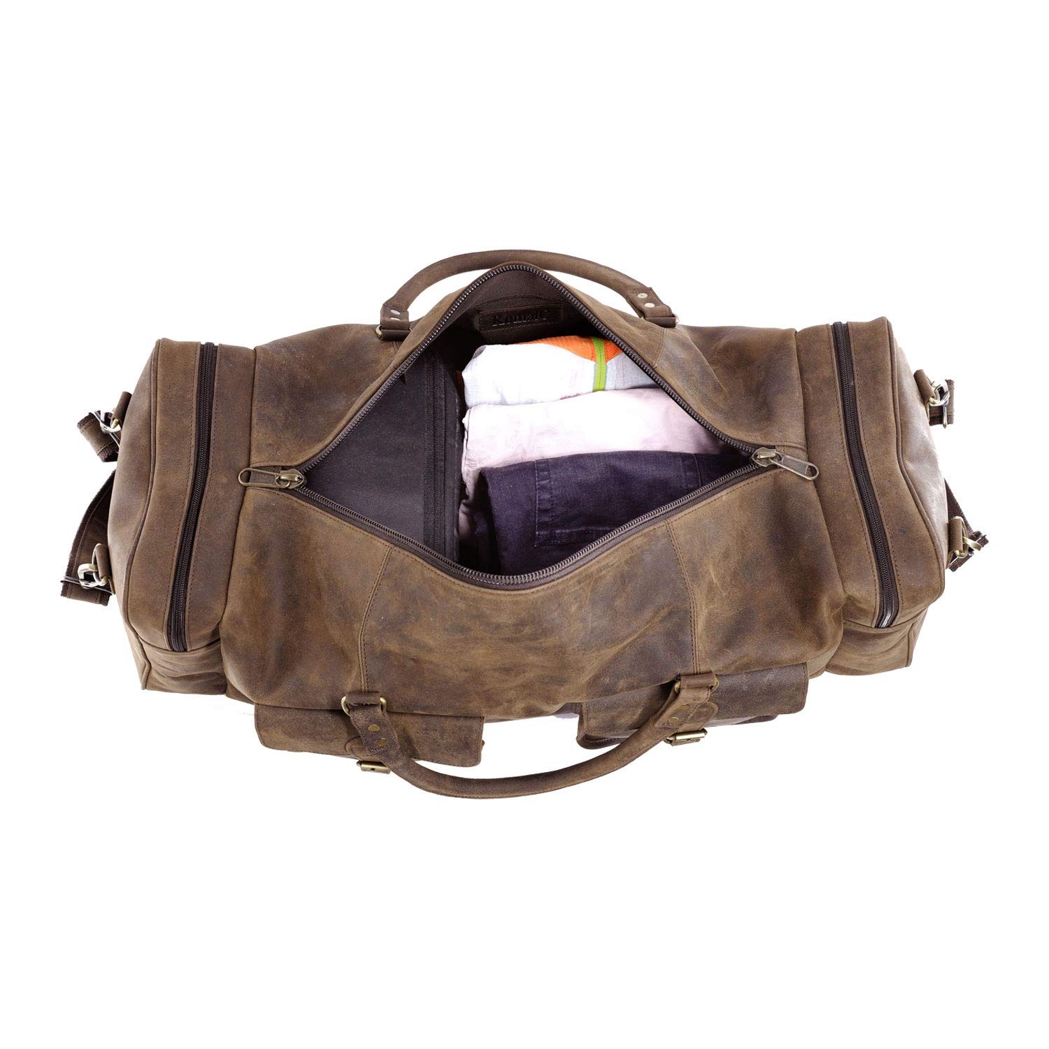 KomalC 28 inch Duffel Bag Travel Sports Overnight Weekend Leather Duffle Bag…