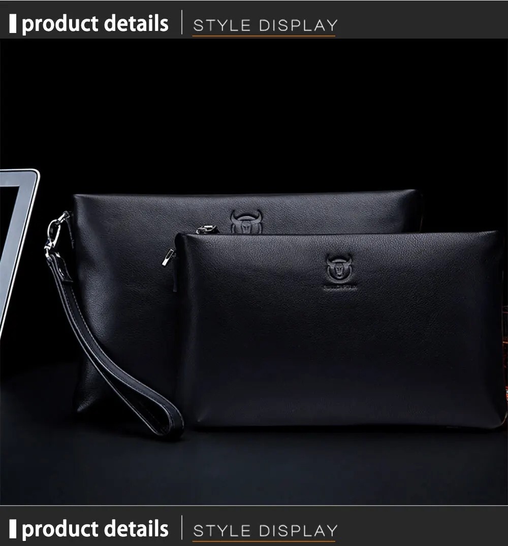 BULLCAPTAIN Men’s Soft Leather Handbag Business Travel Hand Bag