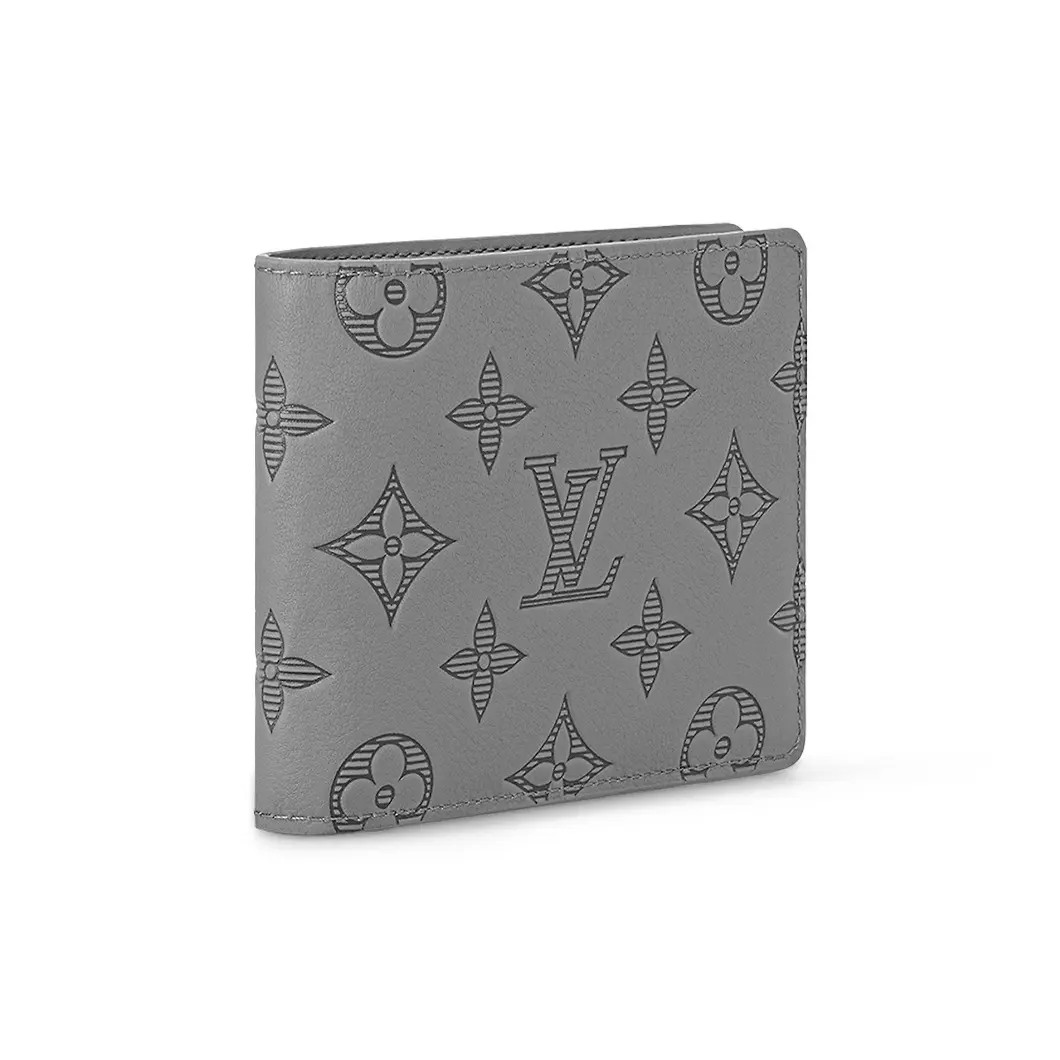 LOUIS VUITTON iconic printed logo cowhide leather wallet men’s 4.5×0.6×3.5 in