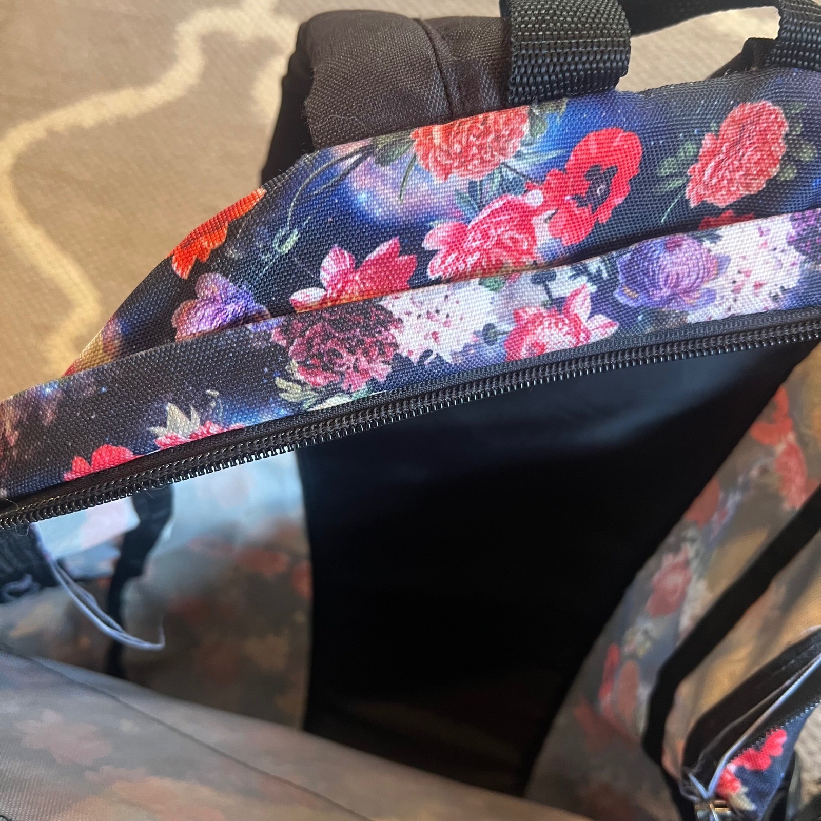 Vans Realm Classic Patch Galaxy Floral Print Backpack Bookbag Warped tour