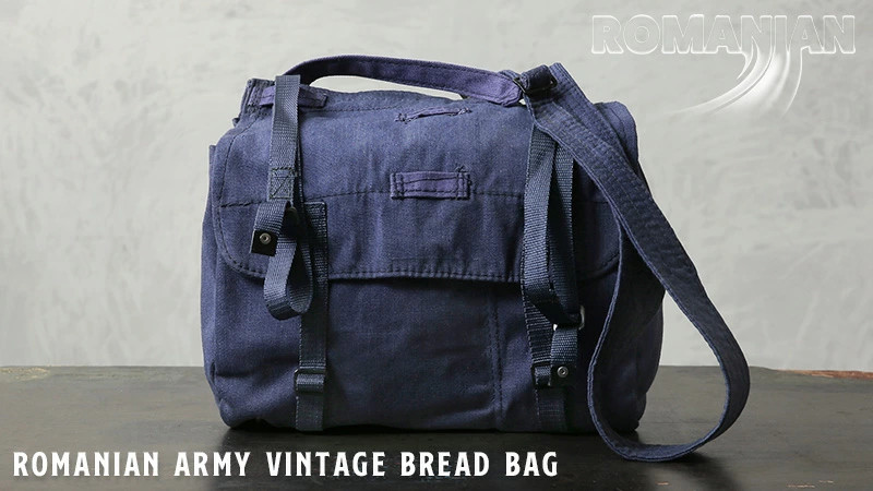 Actual Romanian Army VINTAGE Bread Bag Blue Nylon Strap eligible for I Militar