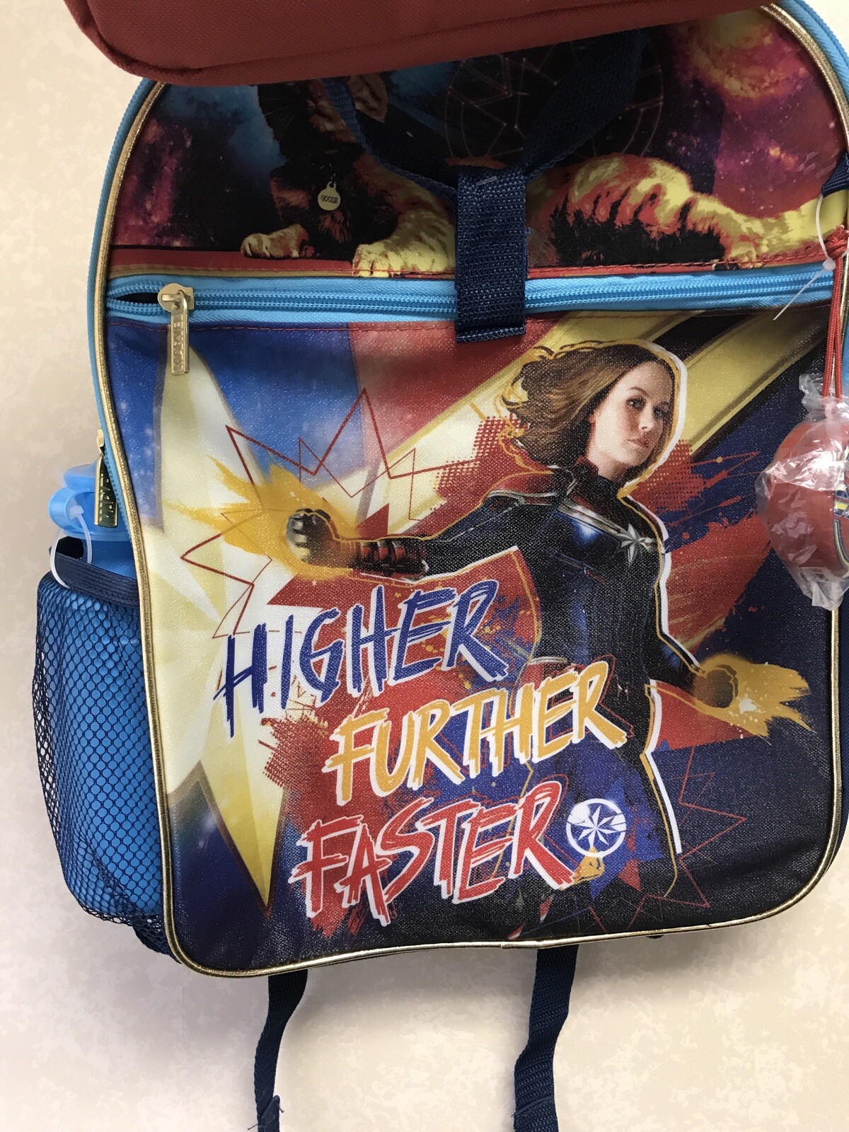 Captain Marvel Backpack Kids 4 Pc Lunch Kit Water Bottle Back to School Mega Set