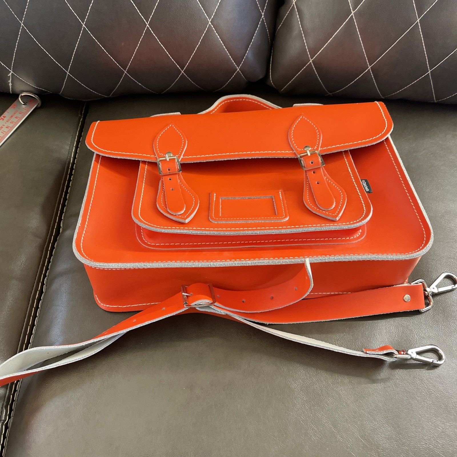 Zatchels Leather Bag Orange. Genuine Leather Satchel Purse, Bag. Brand New. No T