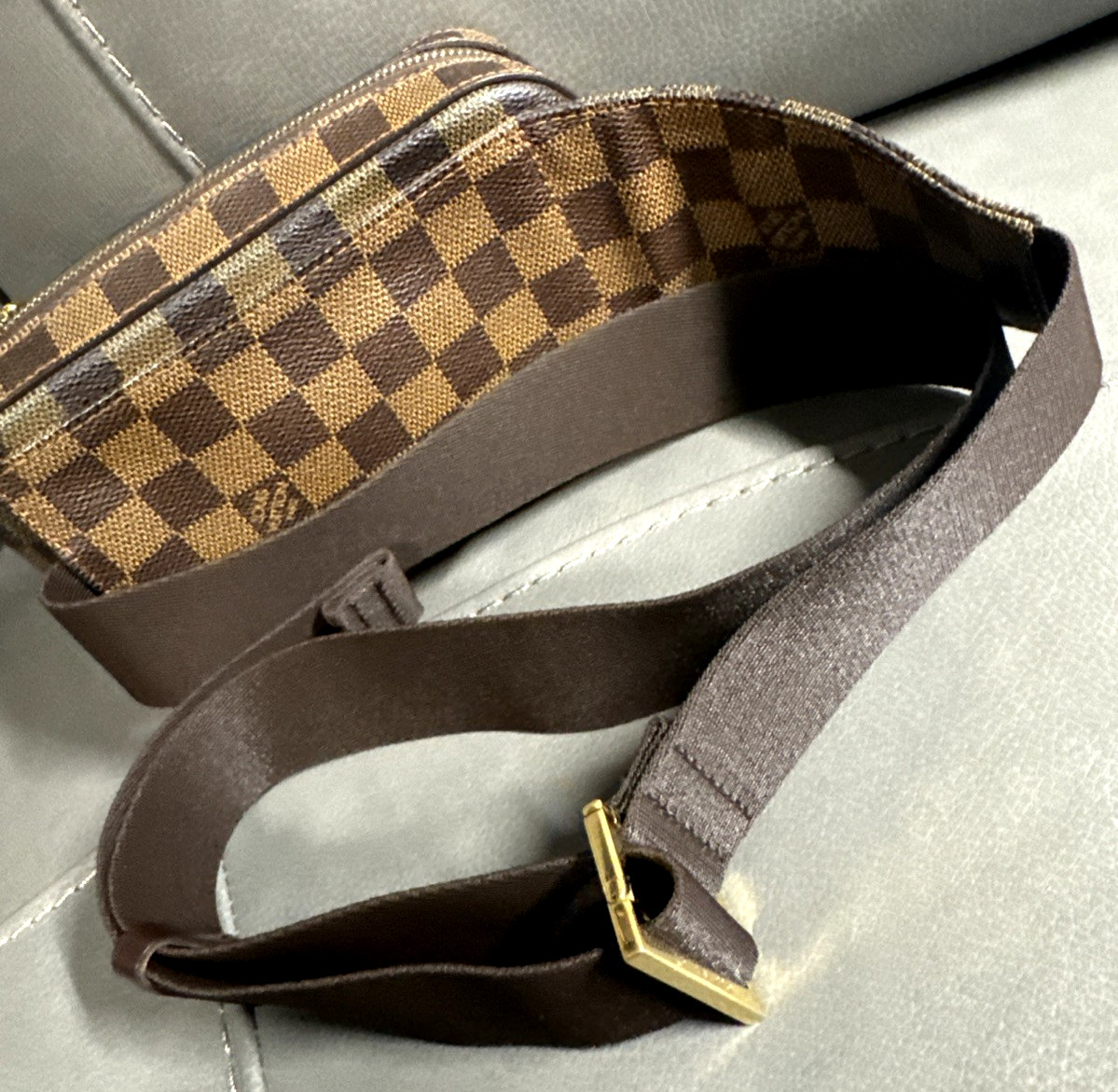 Authentic Louis Vuitton Damier Ebene Geronimos Shoulder Belt Sling Crossbody Bag