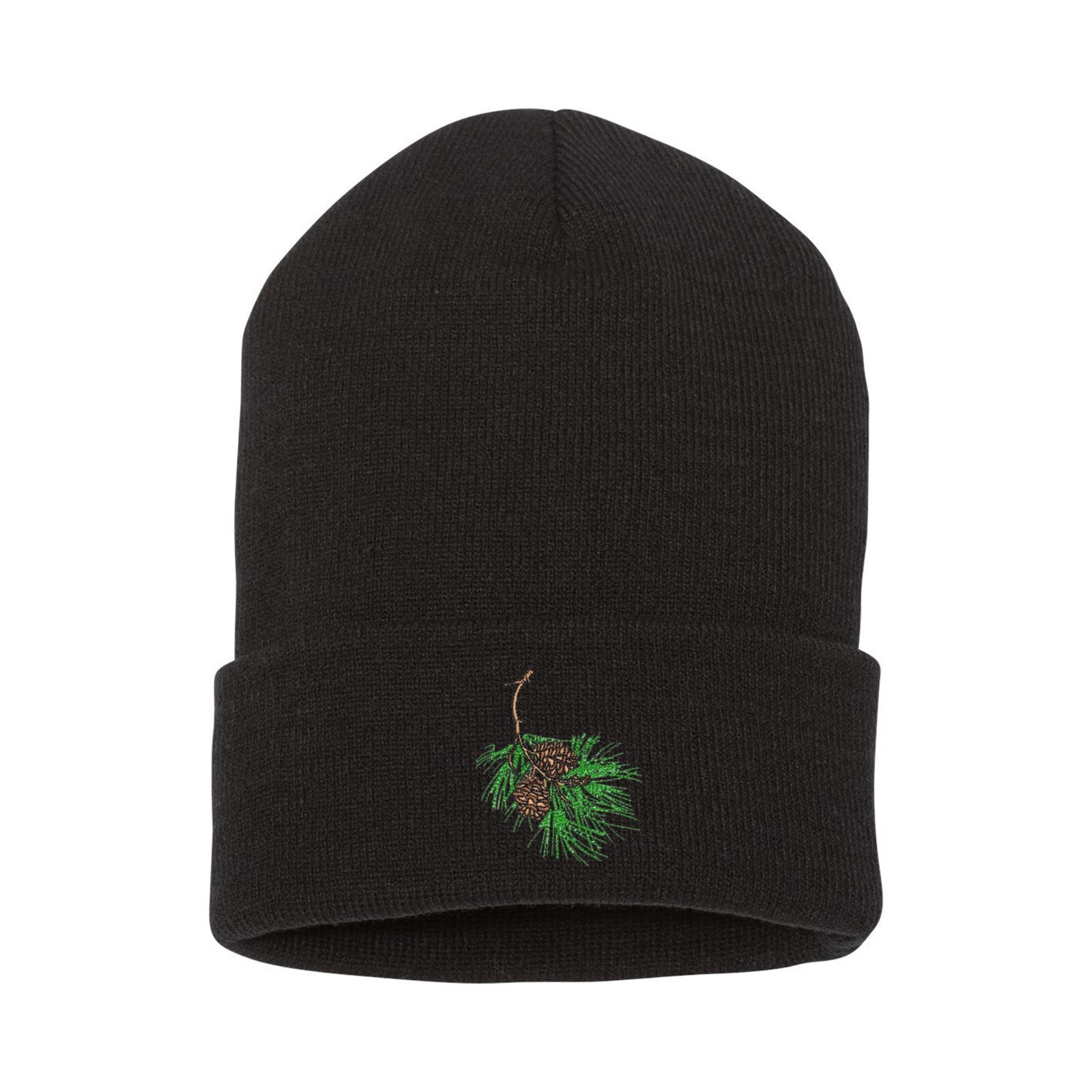 Pinecone embroidered beanie hat, custom embroidered beanie hat