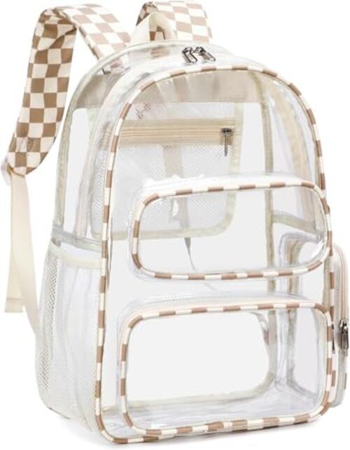 Clear Backpack Heavy Duty Transparent Bag See Through BookBag for Student