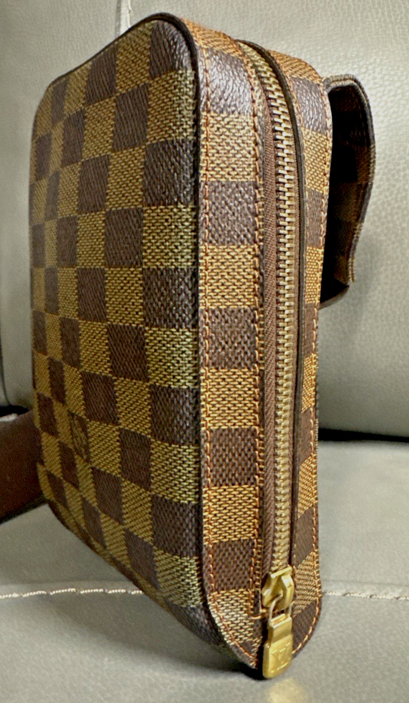 Authentic Louis Vuitton Damier Ebene Geronimos Shoulder Belt Sling Crossbody Bag