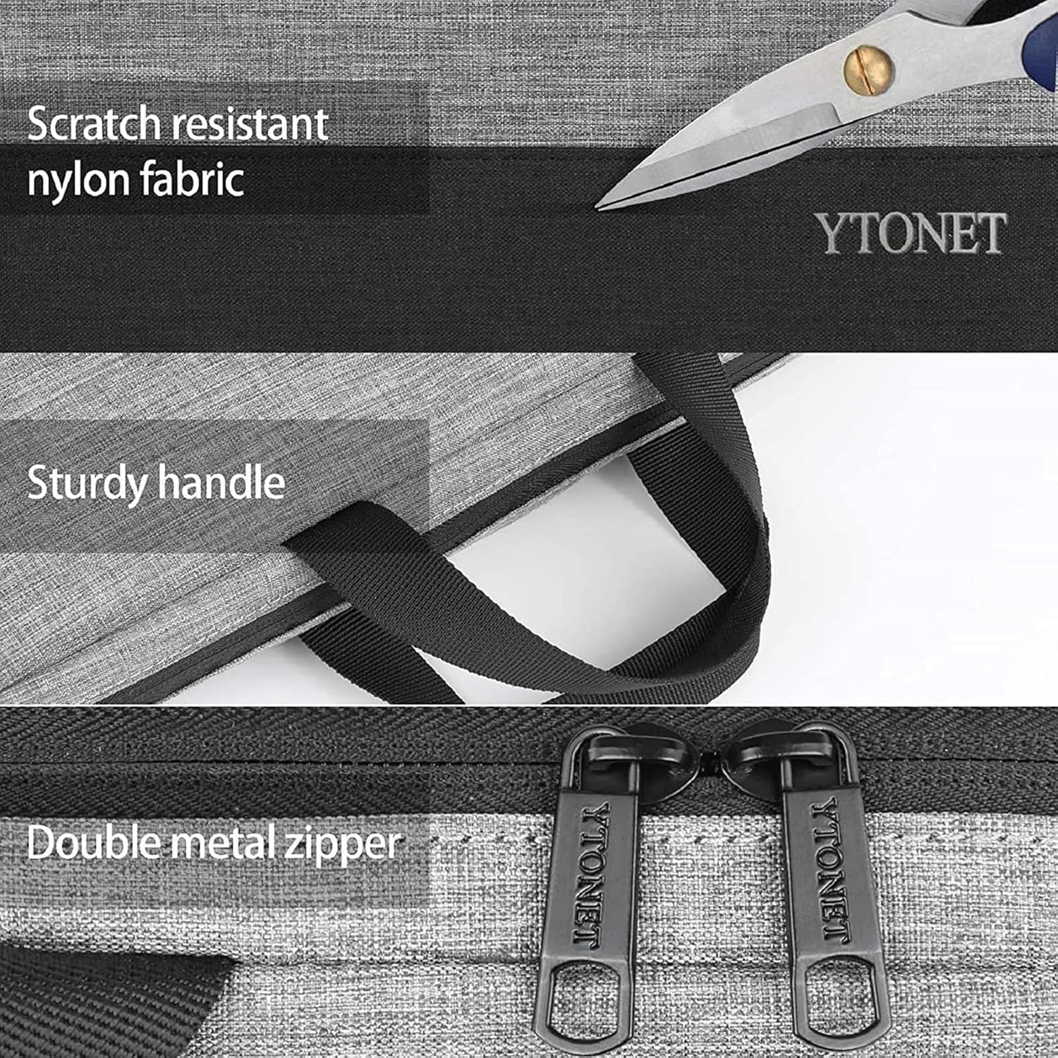 Ytonet Laptop Case, 15.6 inch TSA Sleeve Computer Bag 15-15.6 in, Grey