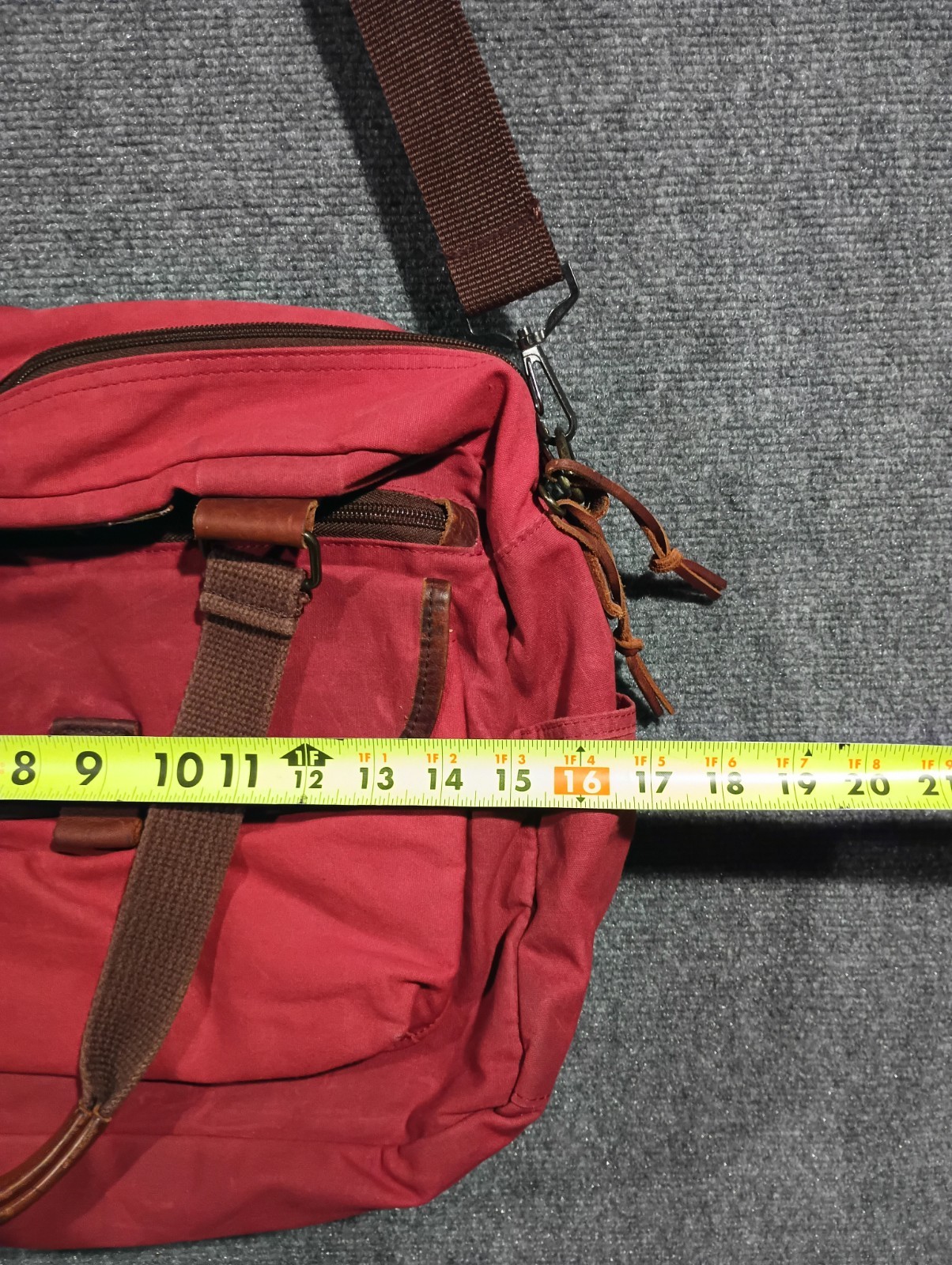 Duluth Trading Co Red Vintage Canvas Leather Messenger Bag Shoulder Bag