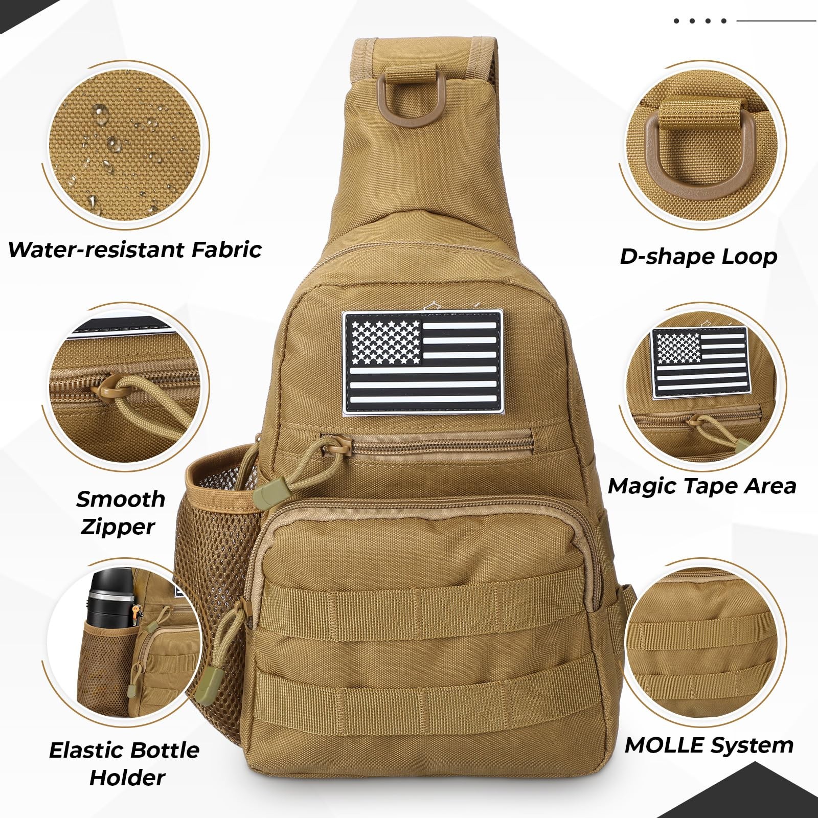 Tactical Sling Bag, Compact Military MOLLE EDC Shoulder Backpack, Crossbody C…