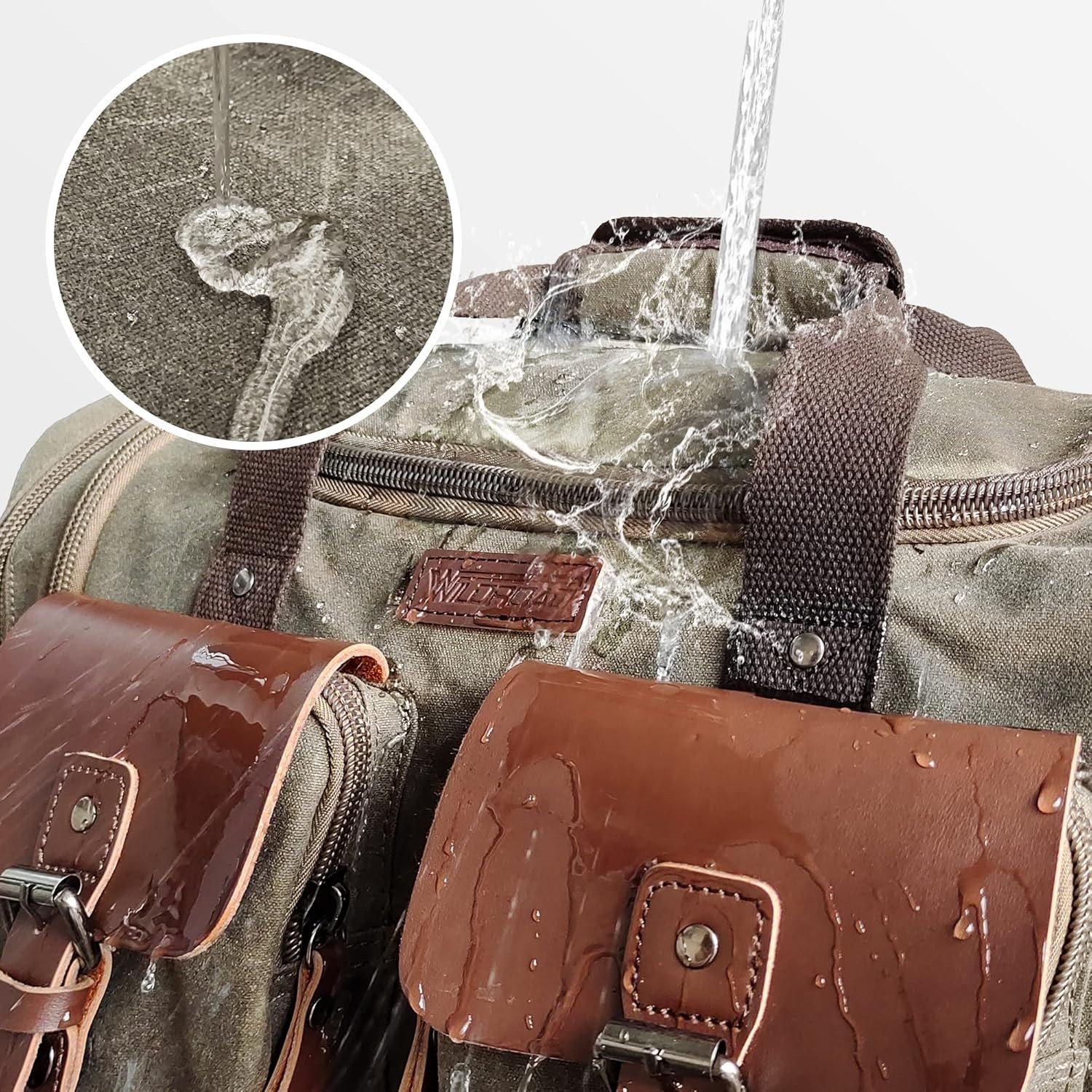 Waterproof Waxed Canvas Duffle Bag – 60L Genuine Leather Weekender Carry-On Bag