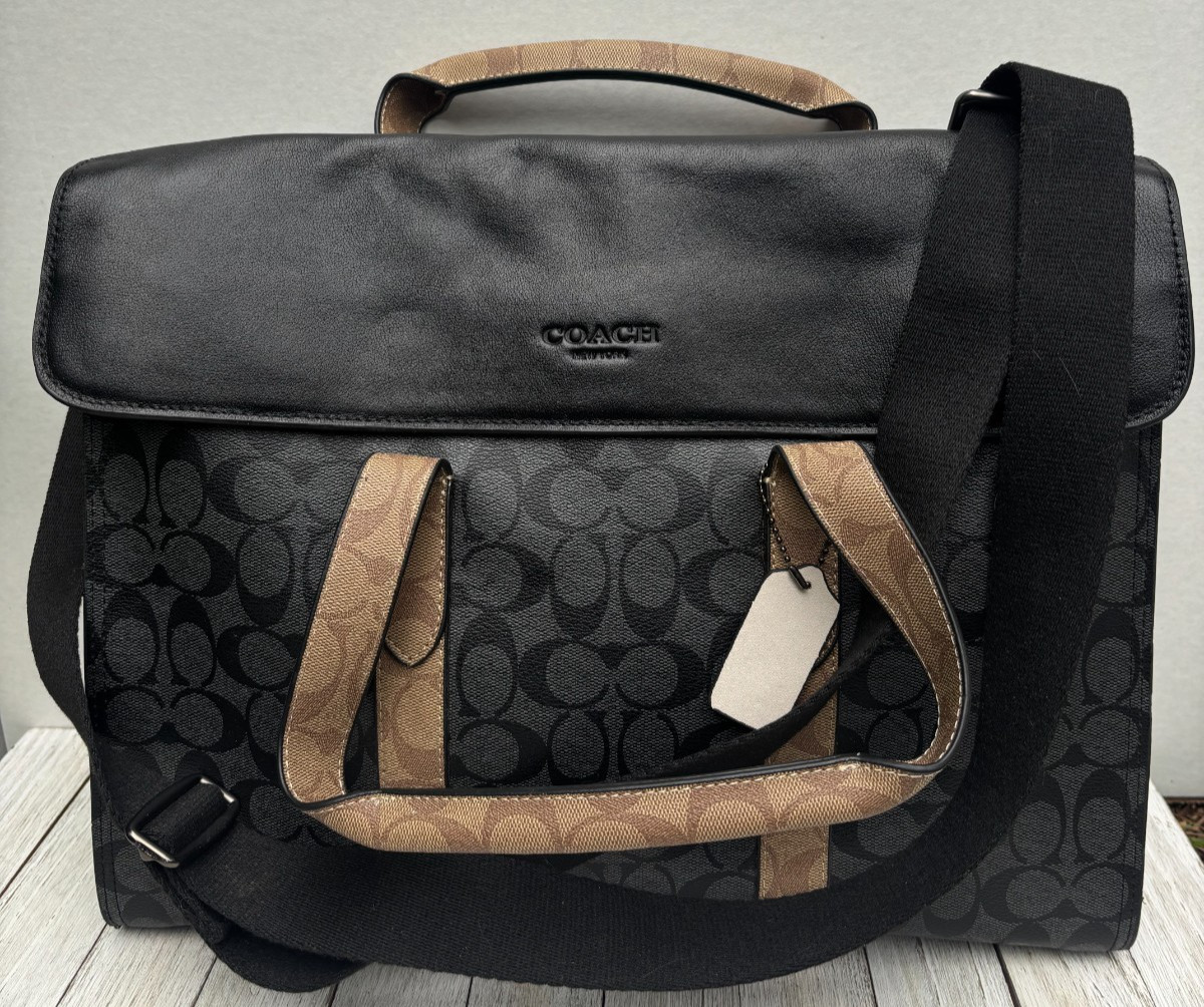 Coach Metropolitan Portfolio Men’s Briefcase Signature Canvas Laptop Bag-Unisex