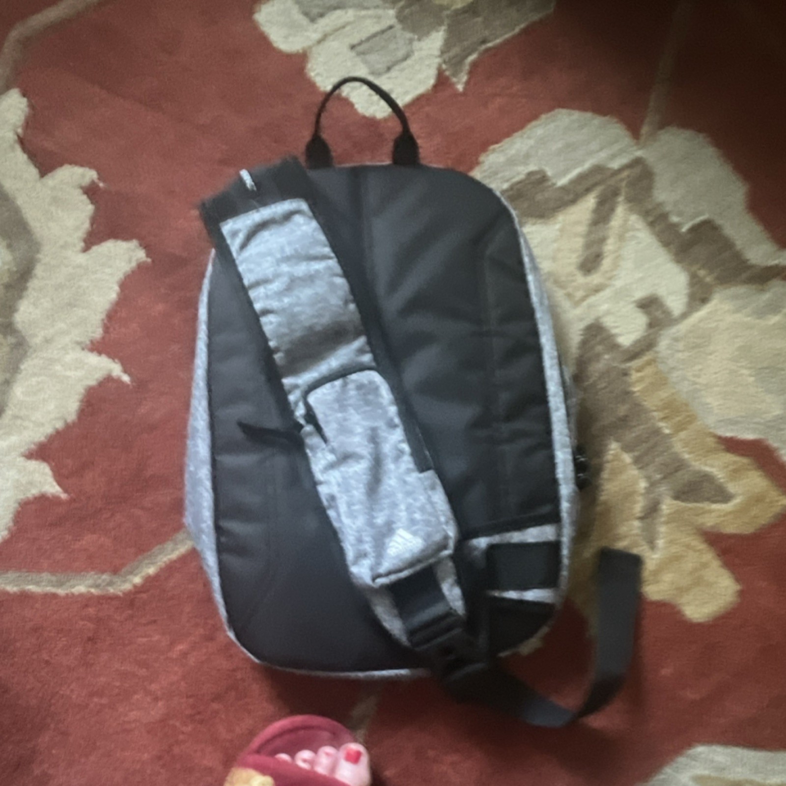adidas Prime Label Backpack Gray Black Adjustable Strap Men’s Sports Casual